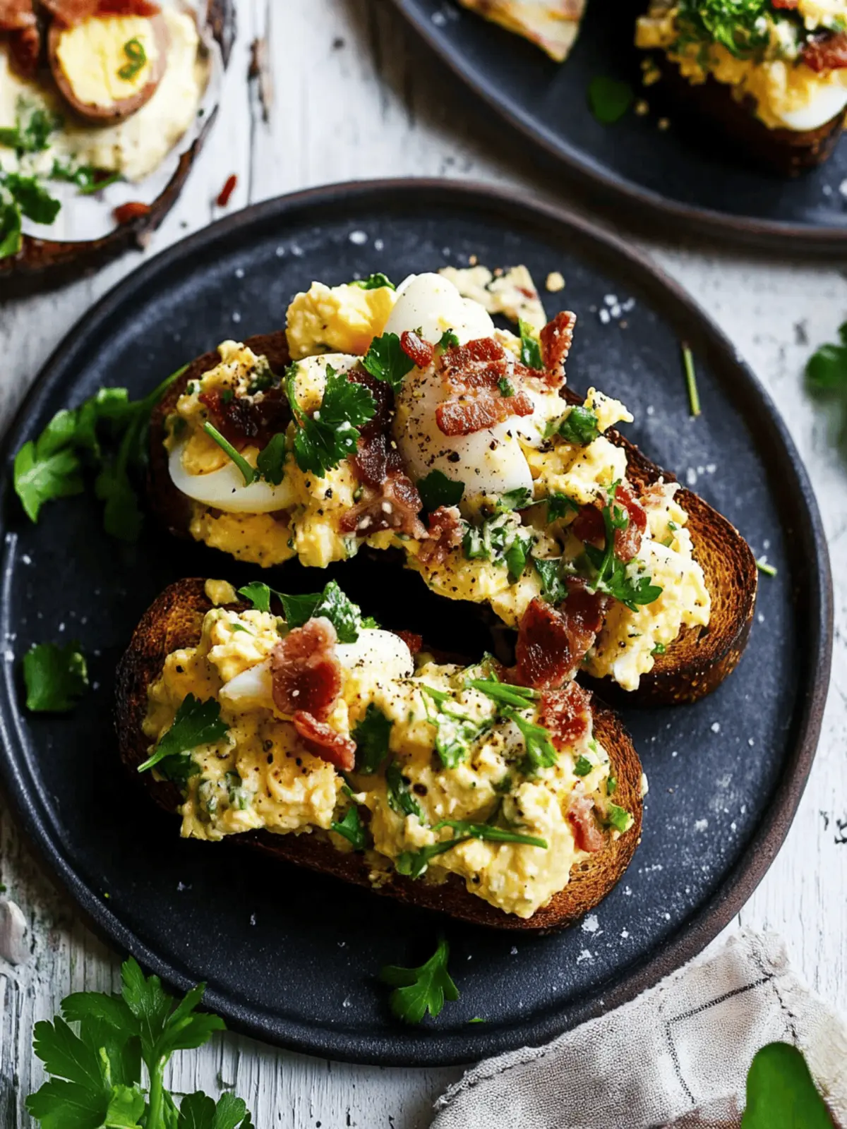 Creamy Bacon & Egg Salad on Rye Toast for Ultimate Brunch Bliss 2 Bacon & Egg Salad on Rye Toast