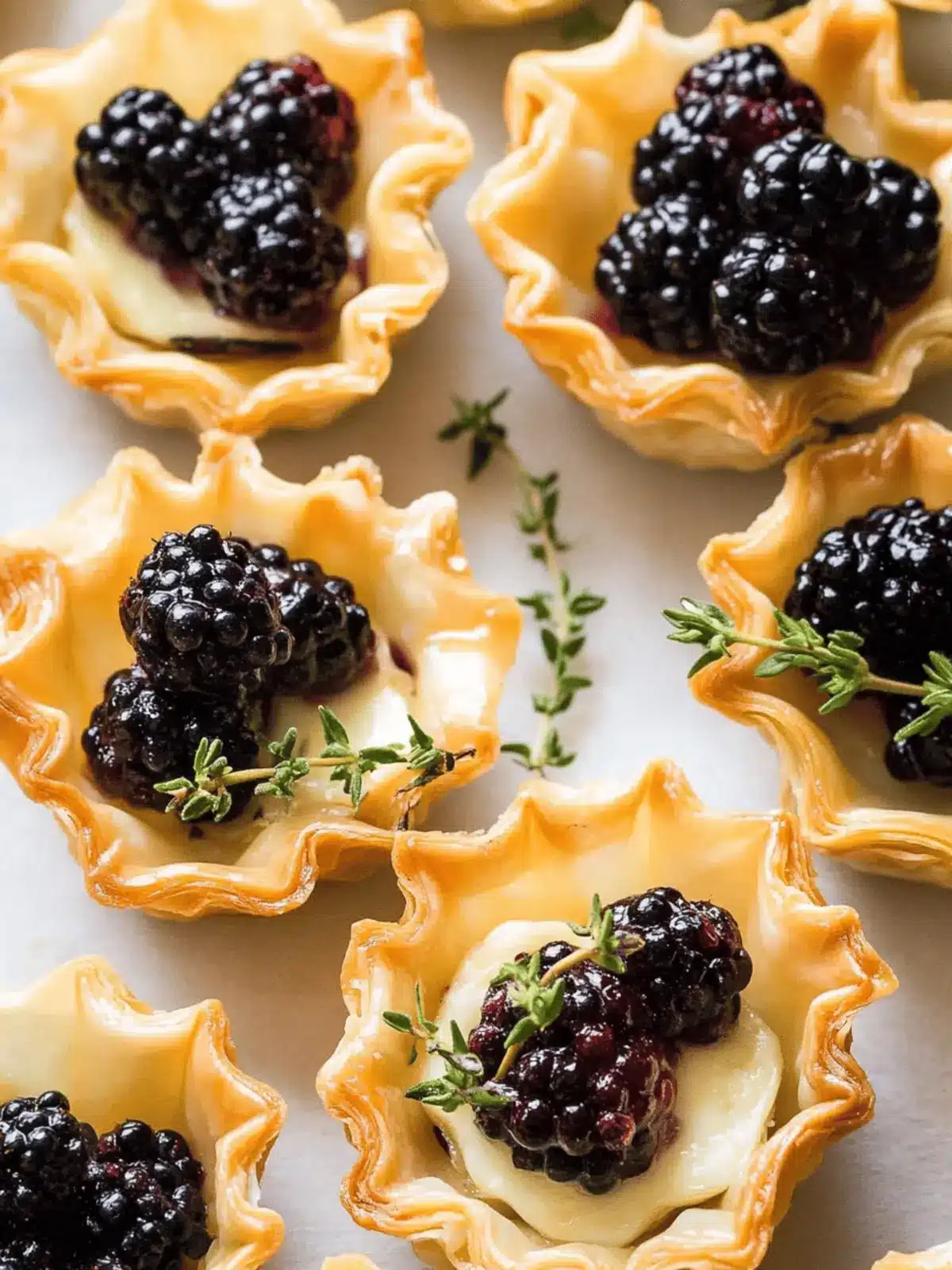 Brie Phyllo Cups with Blackberry and Thyme