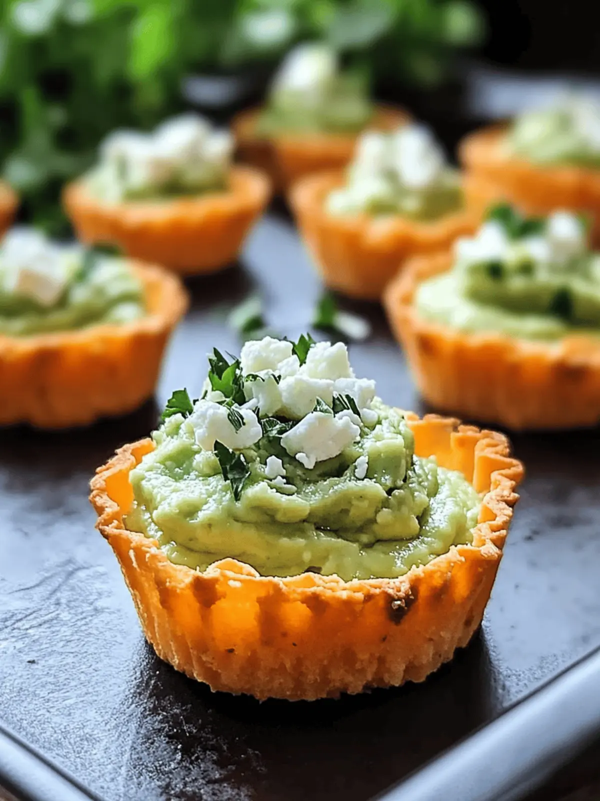 Cheddar Cups with Avocado Feta Mousse