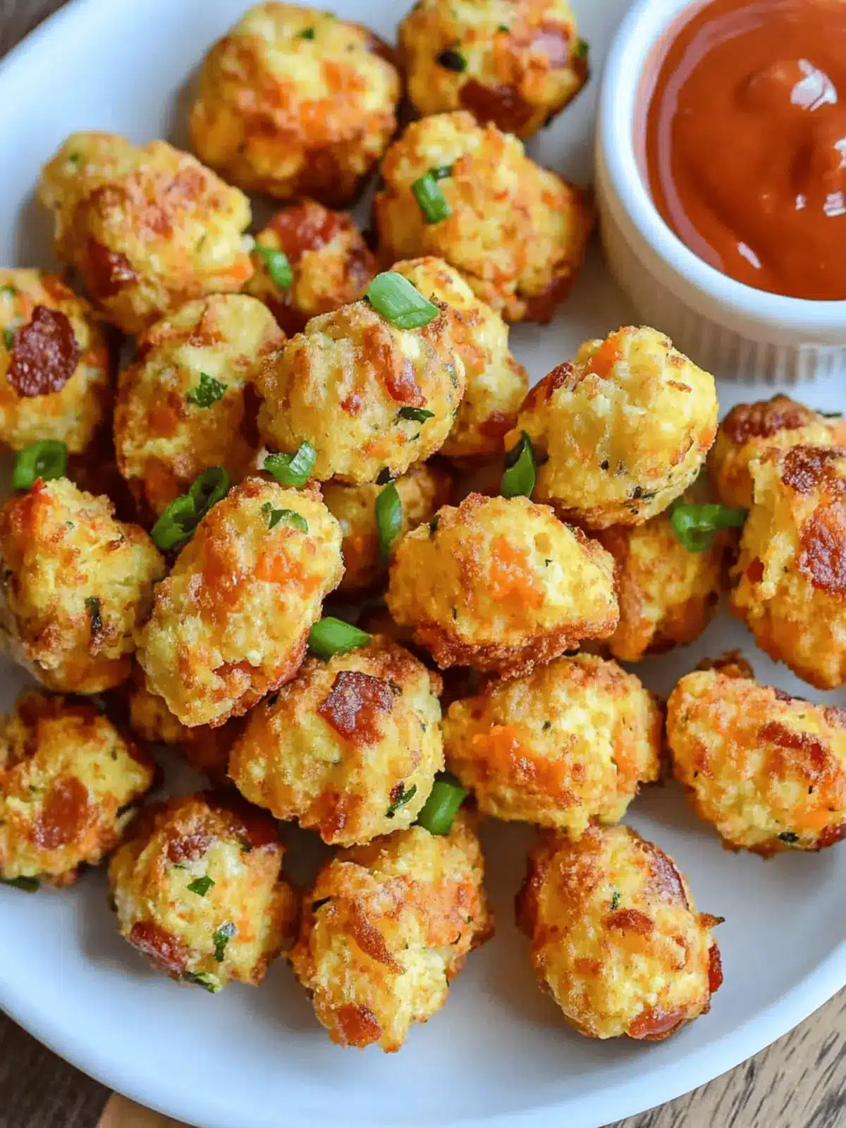 Crispy Bacon Cheddar Cauliflower Tots for Keto Lovers 3 Bacon Cheddar Cauliflower Tots (keto + low carb)