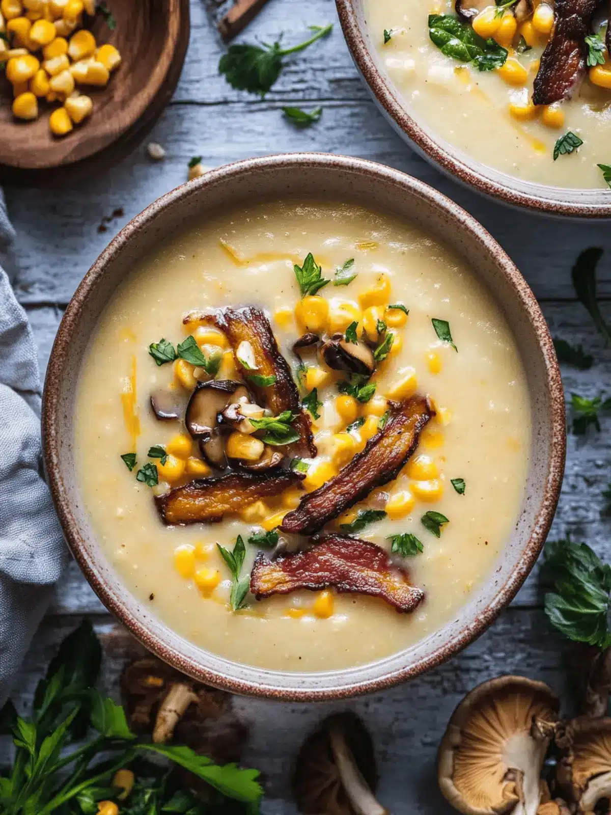Creamy Vegan Corn Chowder with Smoky Shiitake Bacon Twist 4 Vegan Corn Chowder with Shiitake Bacon