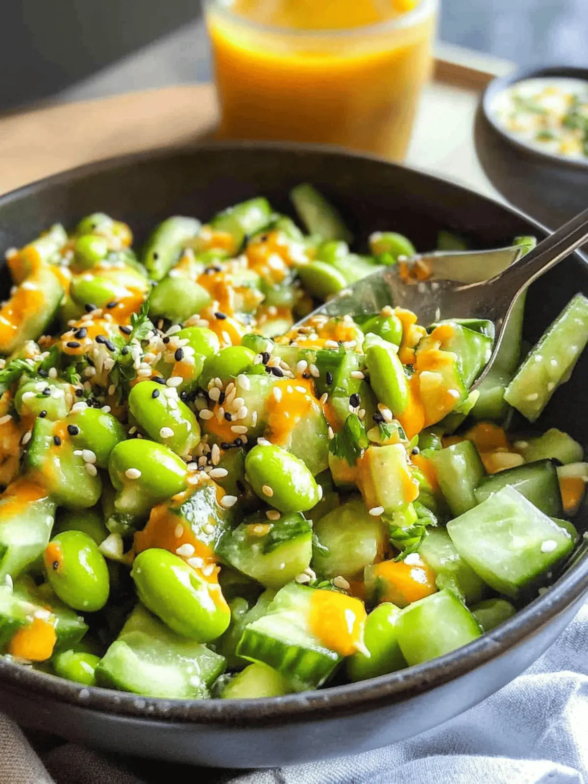 Cucumber Edamame Salad with Ginger Dressing