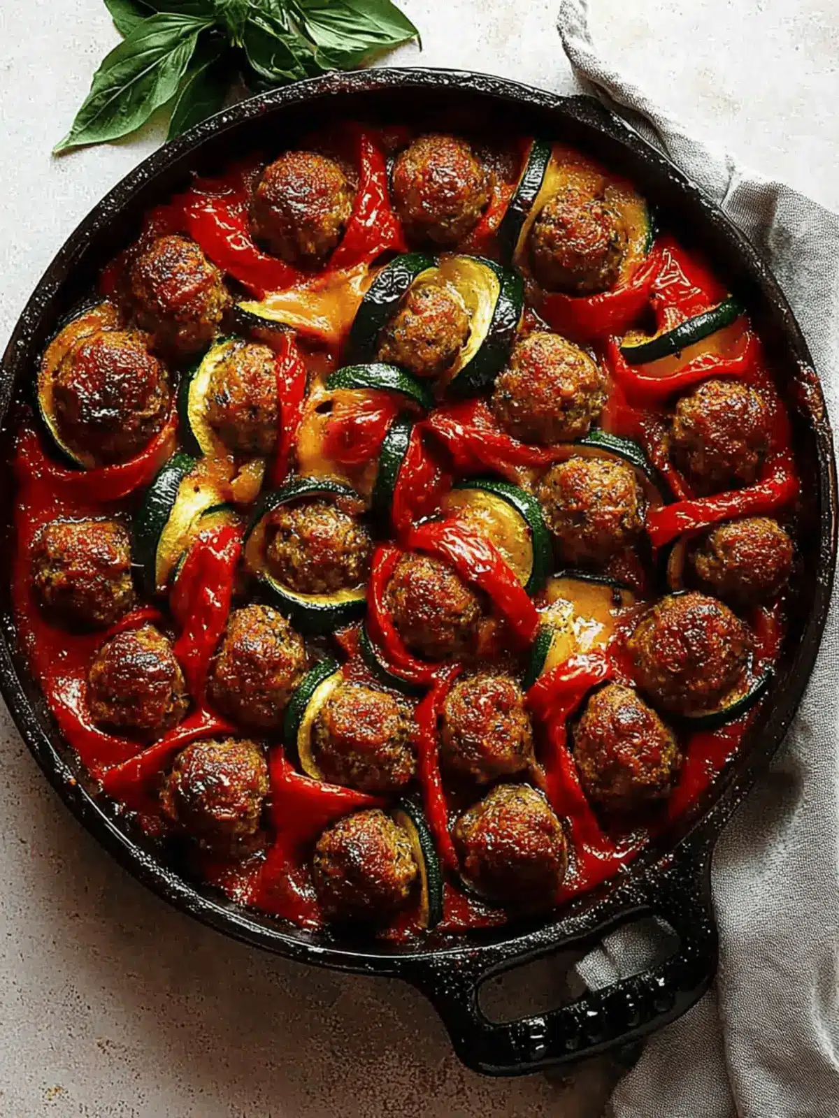 Moroccan Spiral Meatball Zucchini Bake