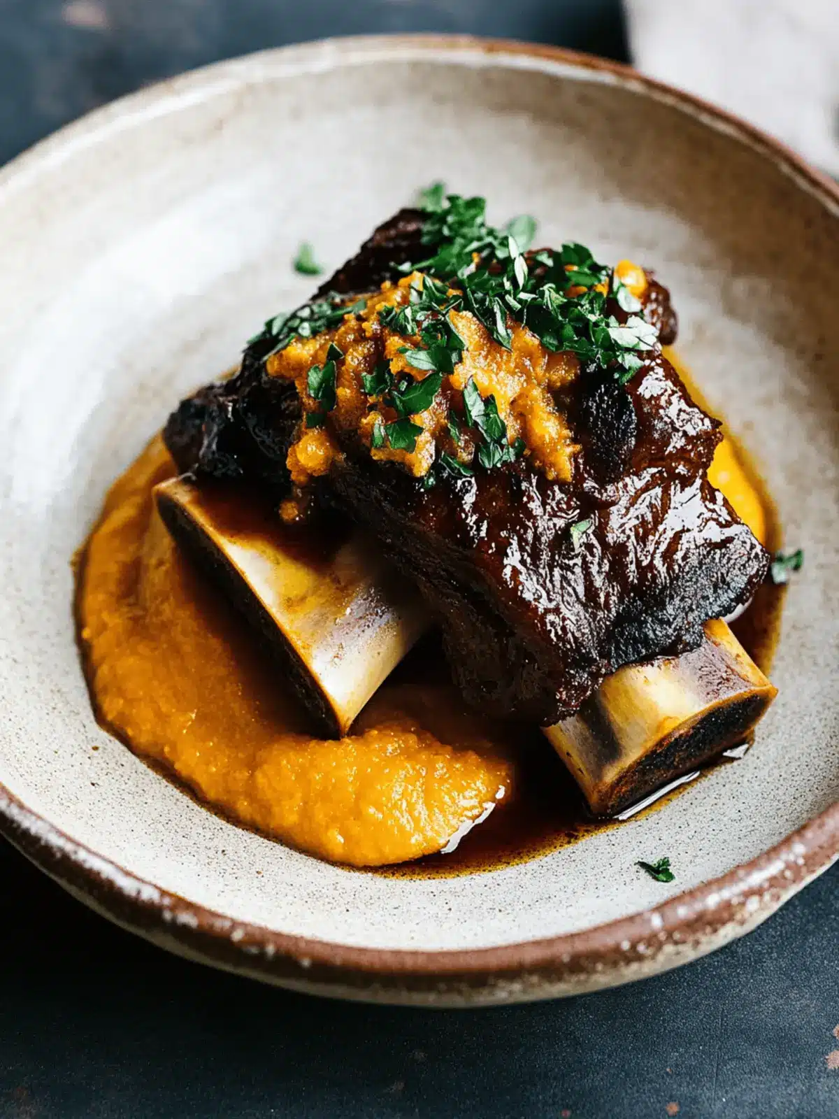 Beef Short Ribs With Pumpkin, Maple And Paprika Pureé