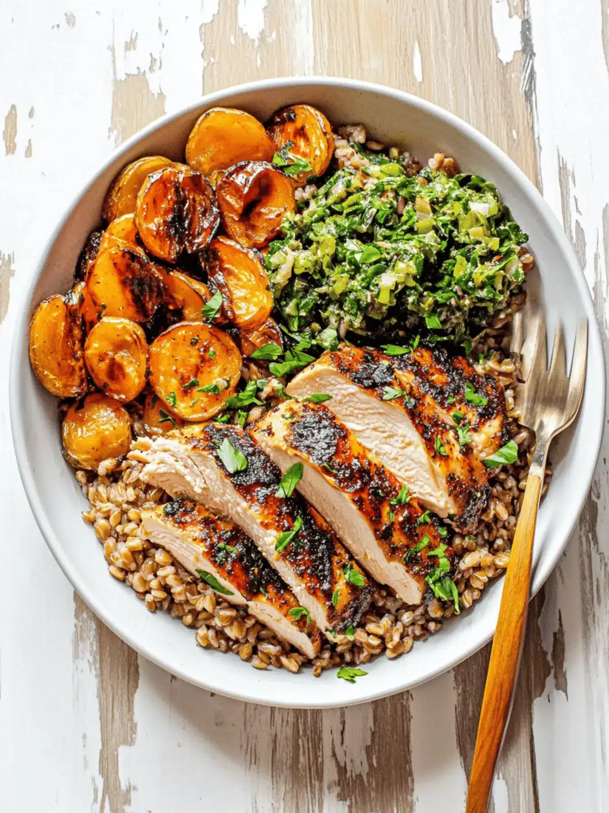 Roasted Chicken Farro Protein Bowls