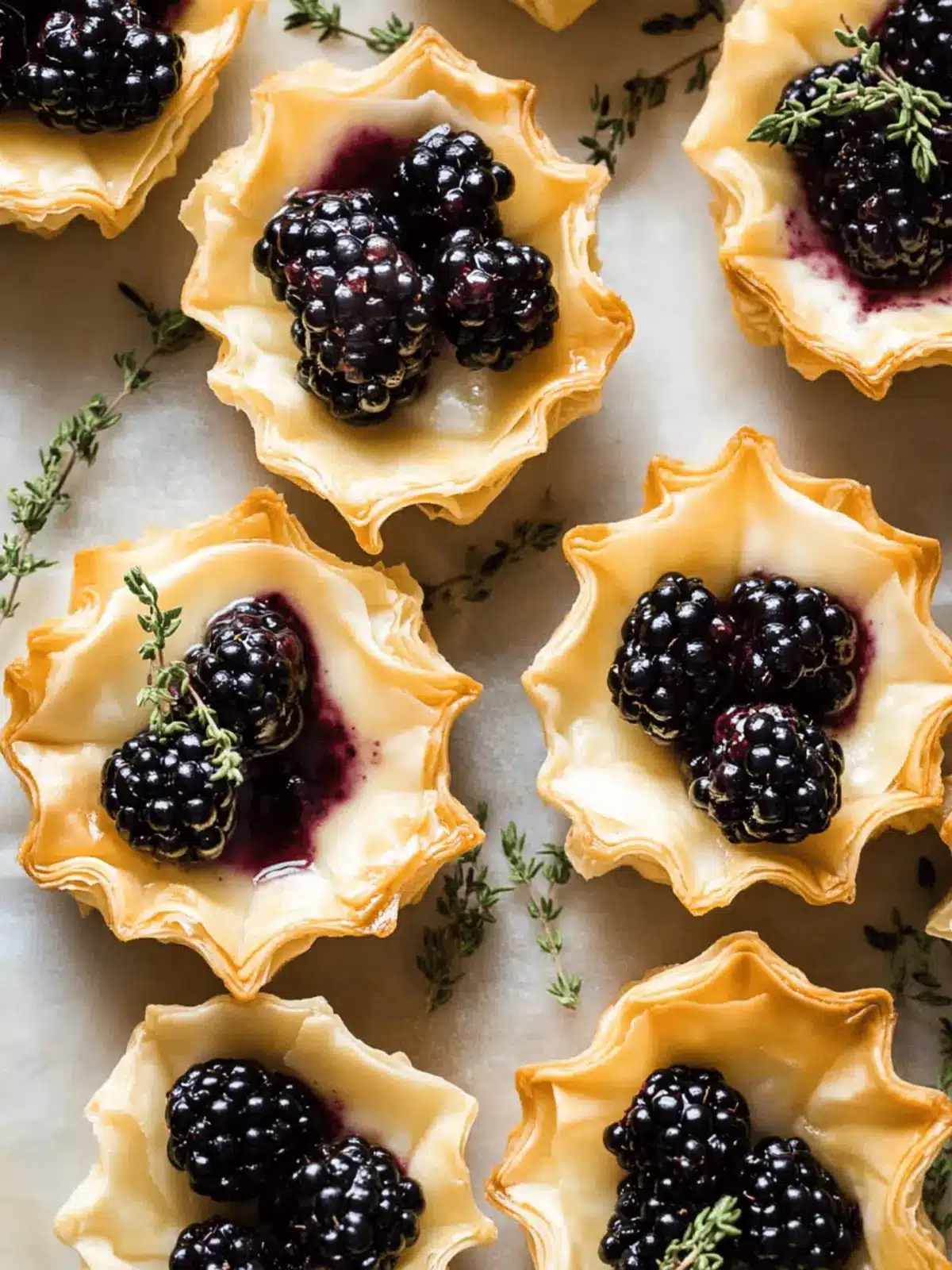 Brie Phyllo Cups with Blackberry and Thyme
