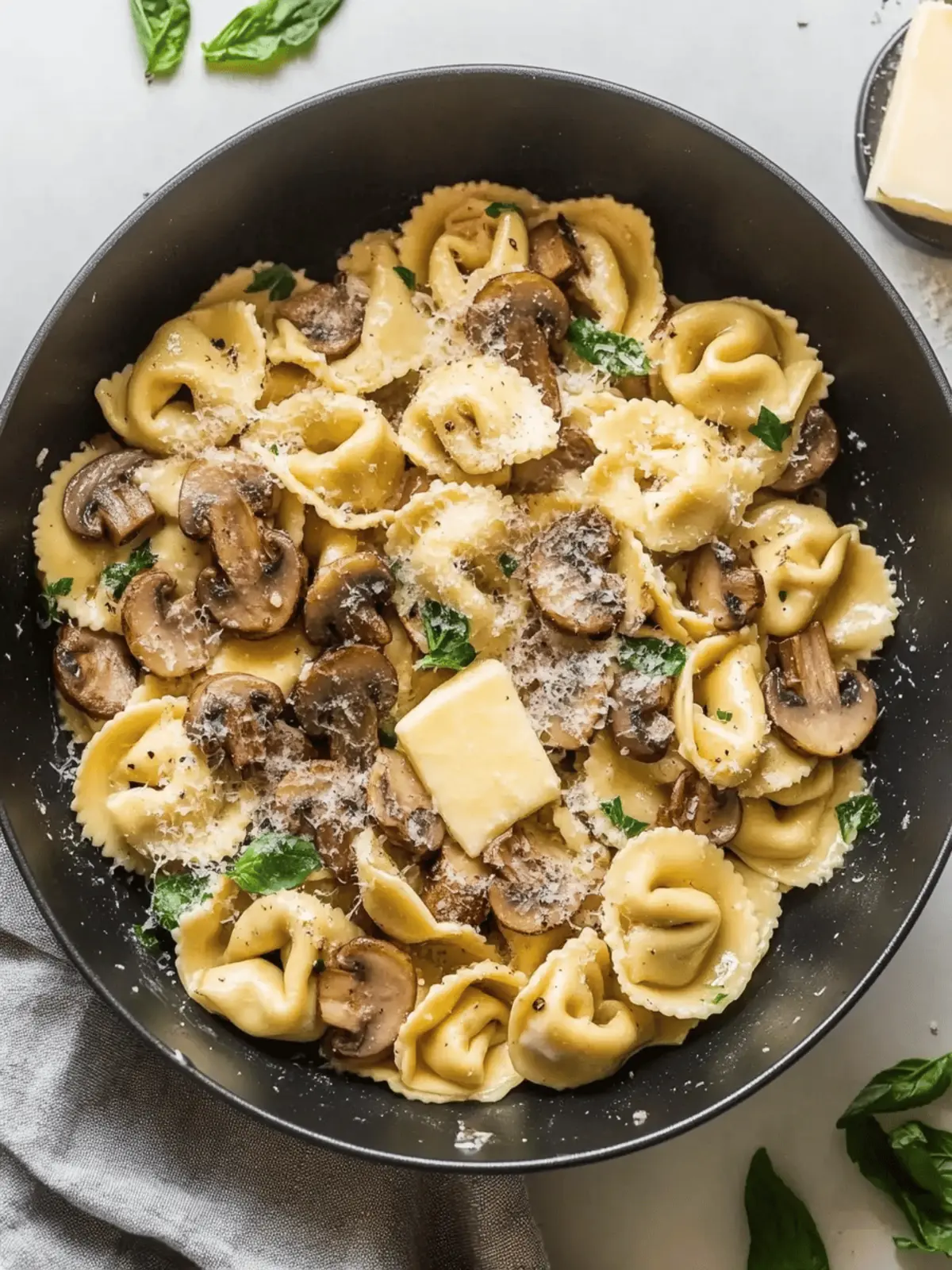 Savory Tortellini with Mushrooms, Butter, and Parmesan Magic 3 Tortellini with Mushrooms, Butter, and Parmesan