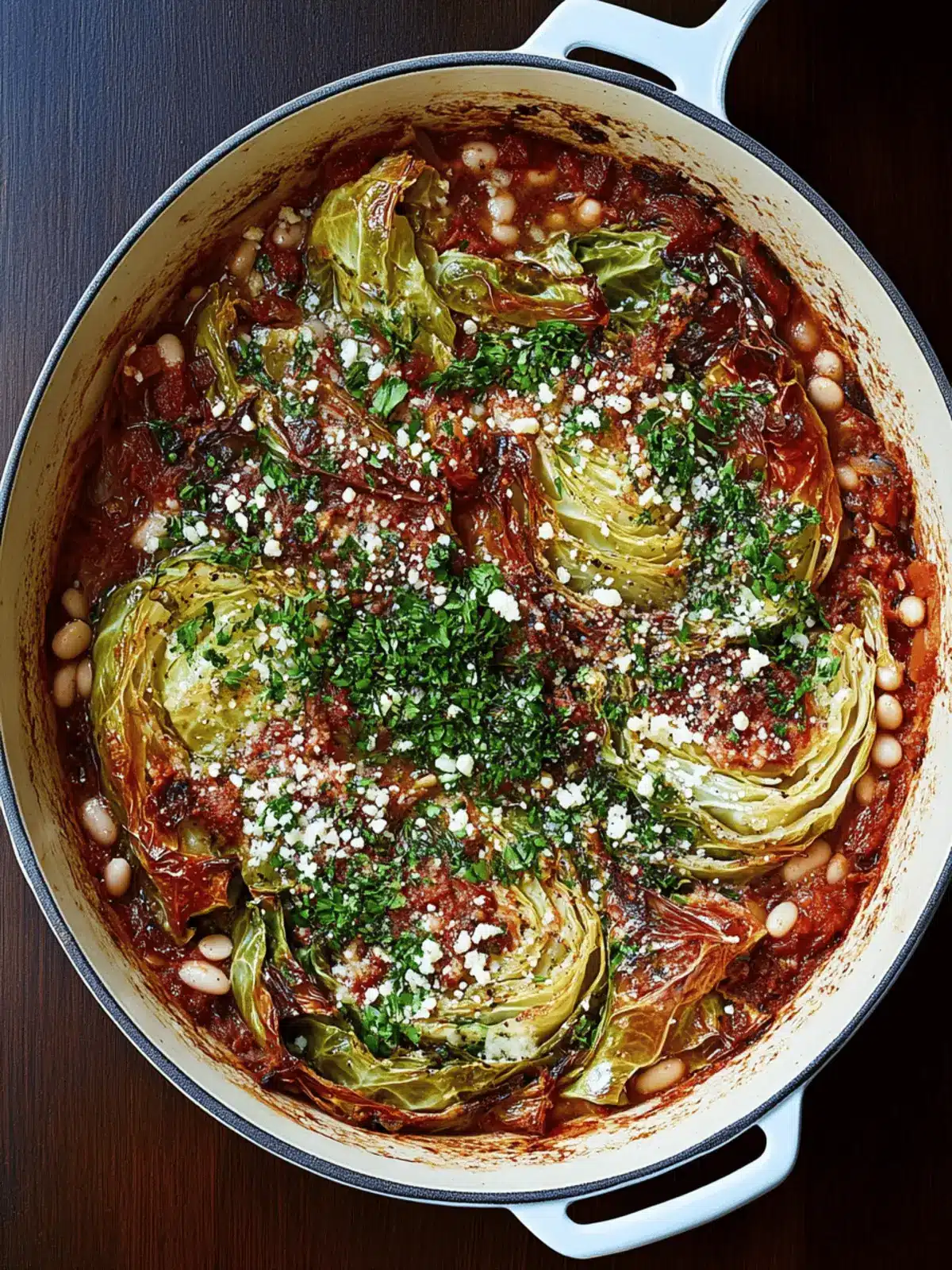 Baked Cabbage and White Beans