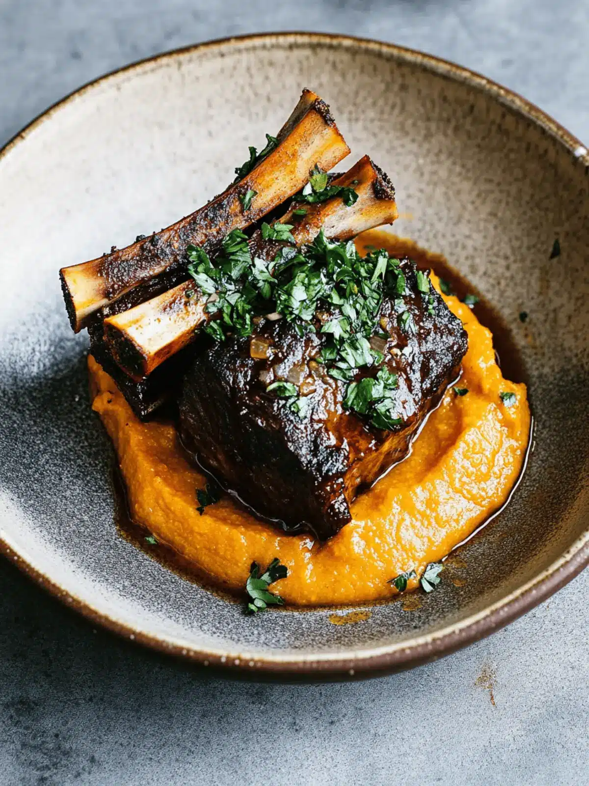 Beef Short Ribs With Pumpkin, Maple And Paprika Pureé