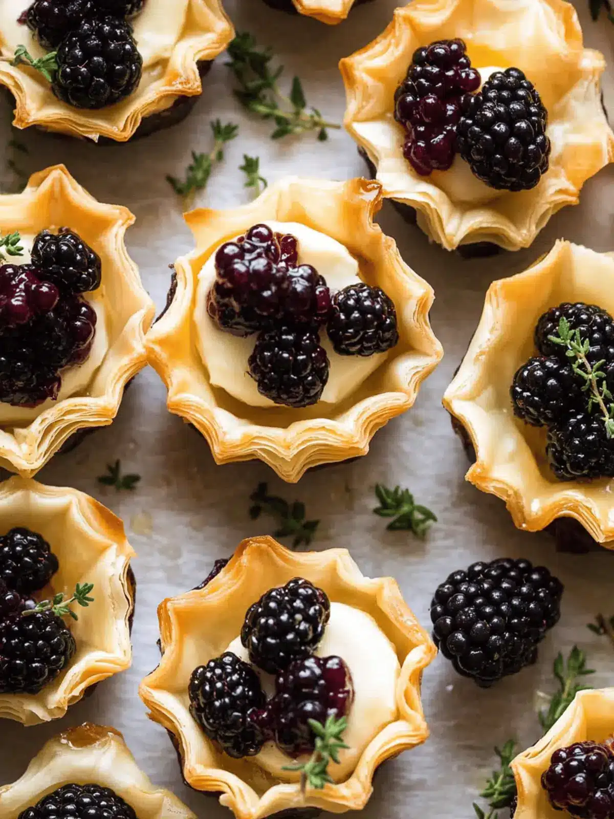Brie Phyllo Cups with Blackberry and Thyme