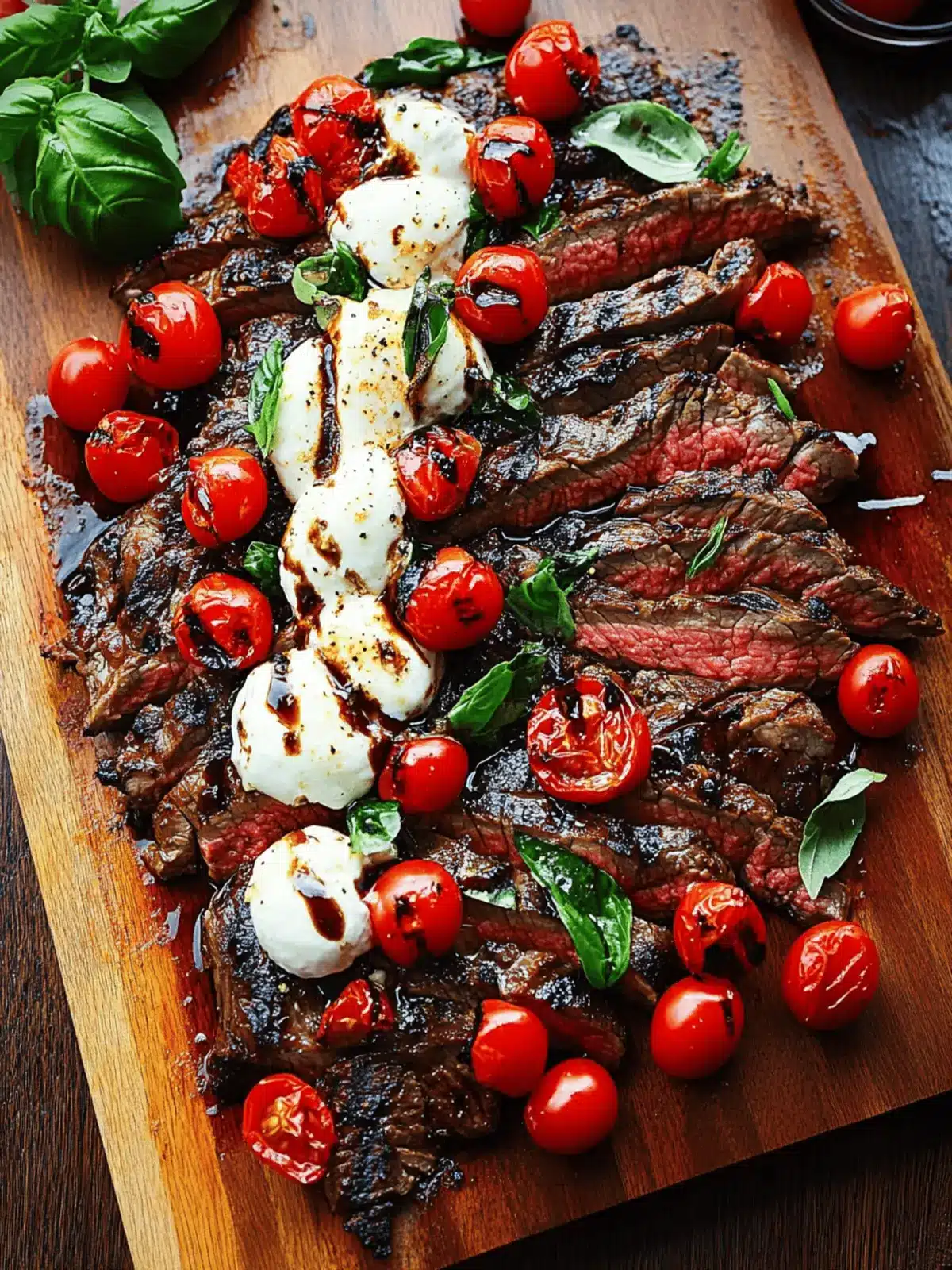 Balsamic Grilled Flank Steak Caprese with Grilled Tomatoes 3 Balsamic Grilled Flank Steak Caprese