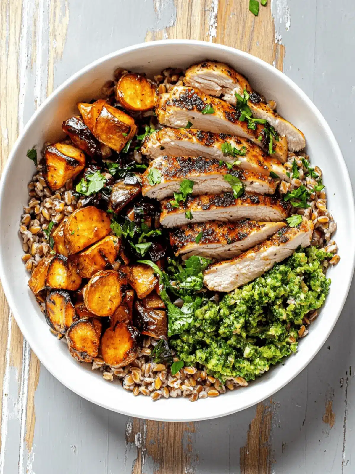 Roasted Chicken Farro Protein Bowls