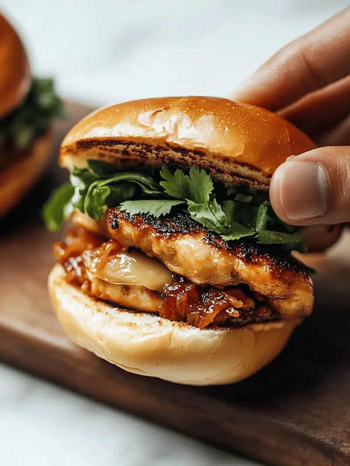 Gochujang Chicken Burgers with Kimchi Bacon Jam