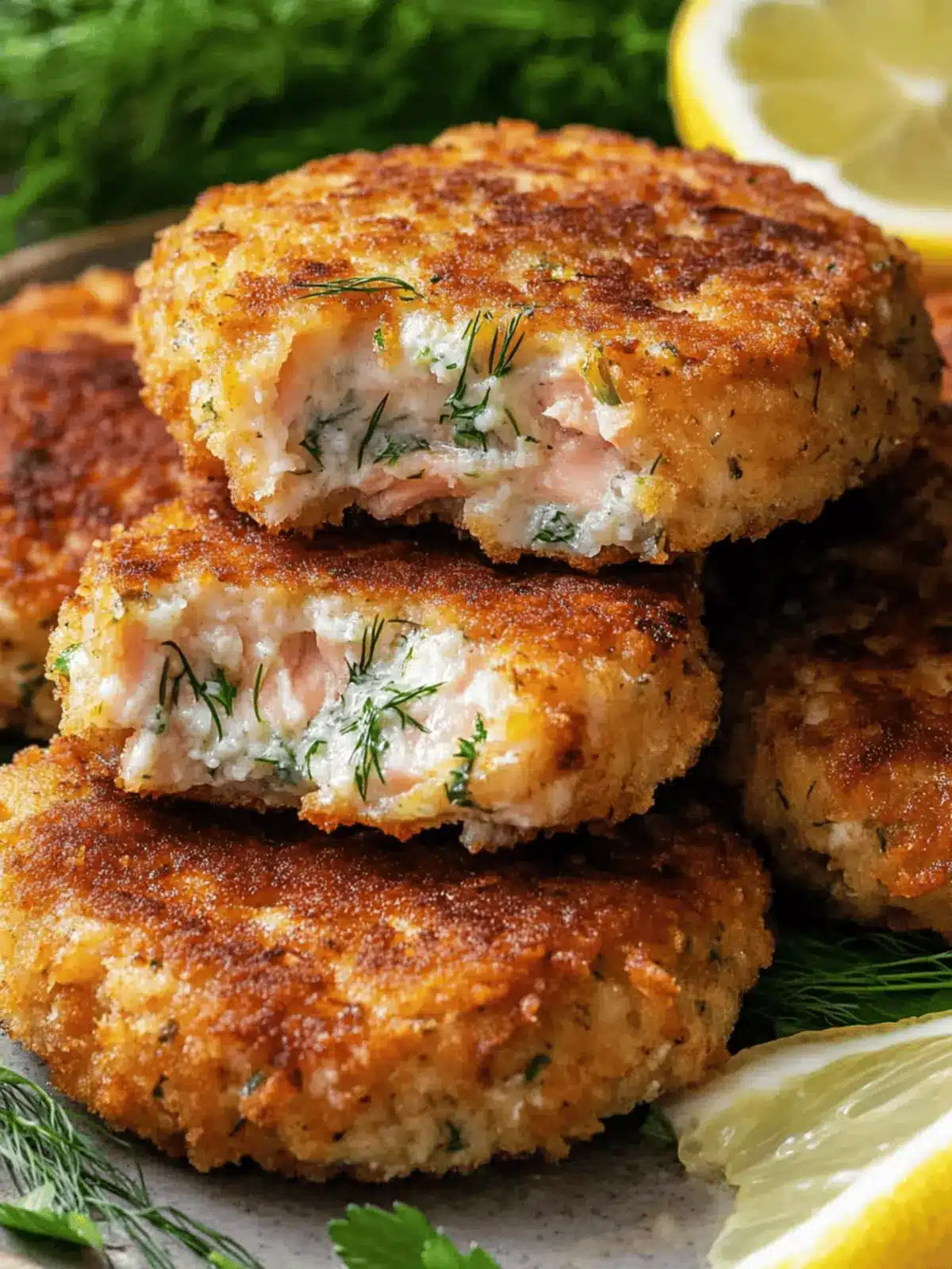 Crispy Salmon Cakes with Lemon-Dill Sauce