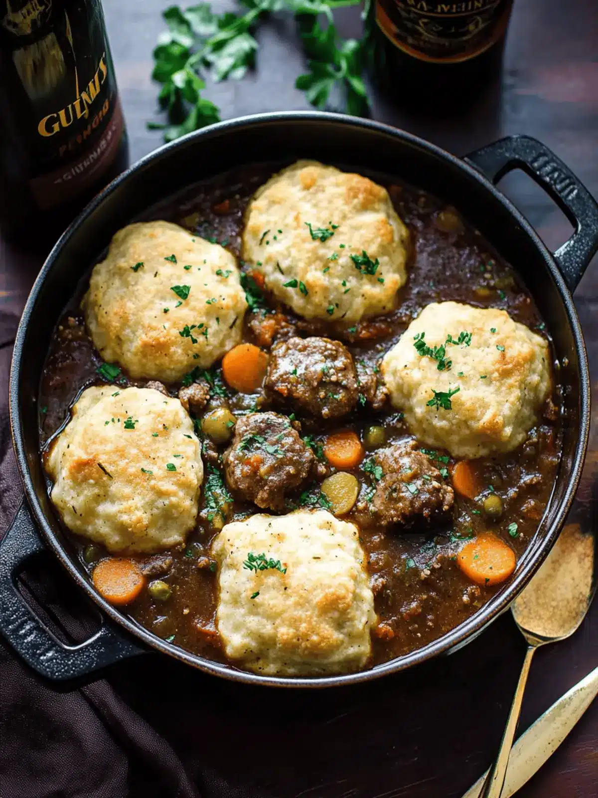 Guinness Beef Stew with Cheddar Herb Dumplings