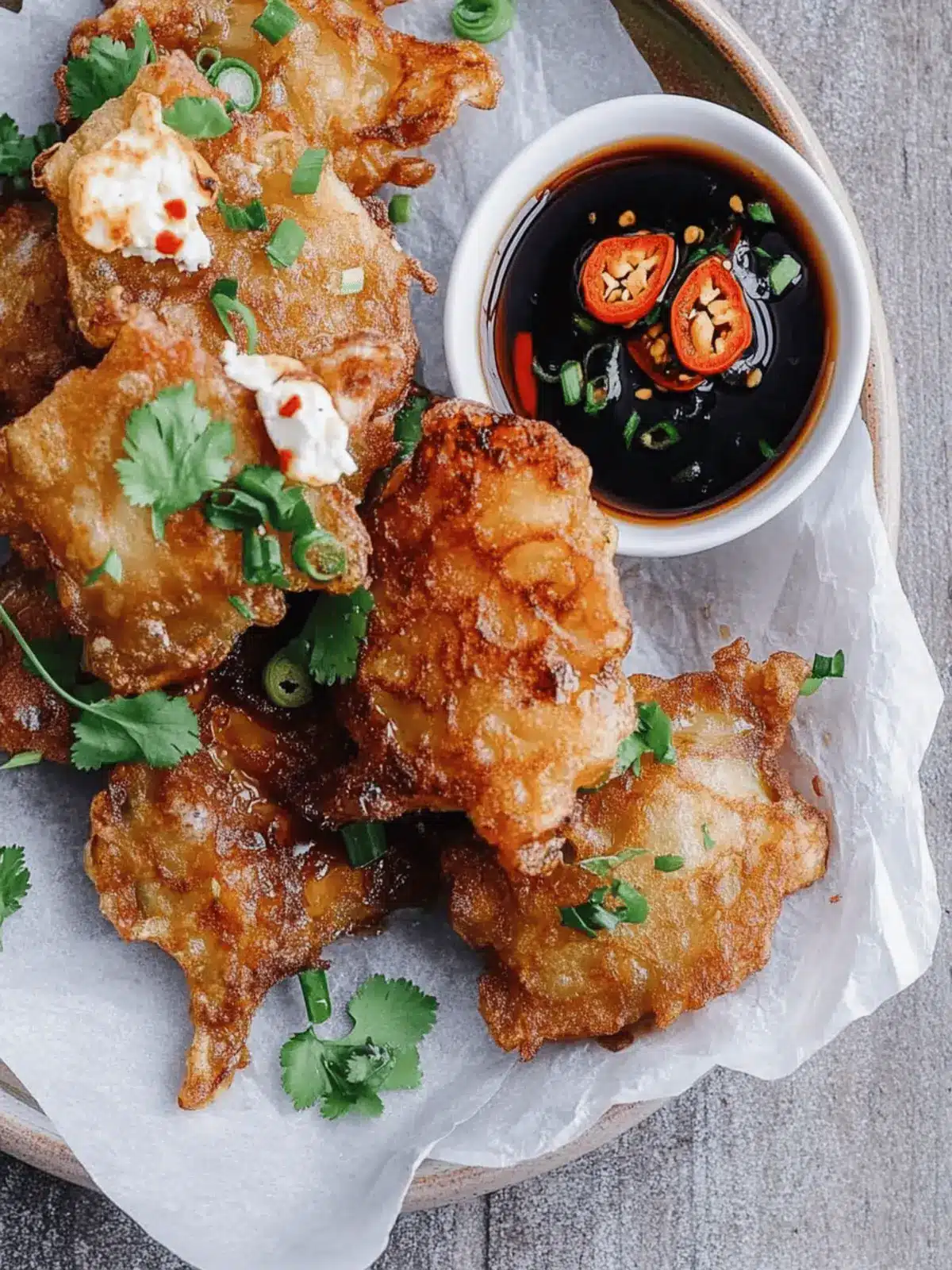 Onion and feta fritters with sweet chilli soy dipping sauce