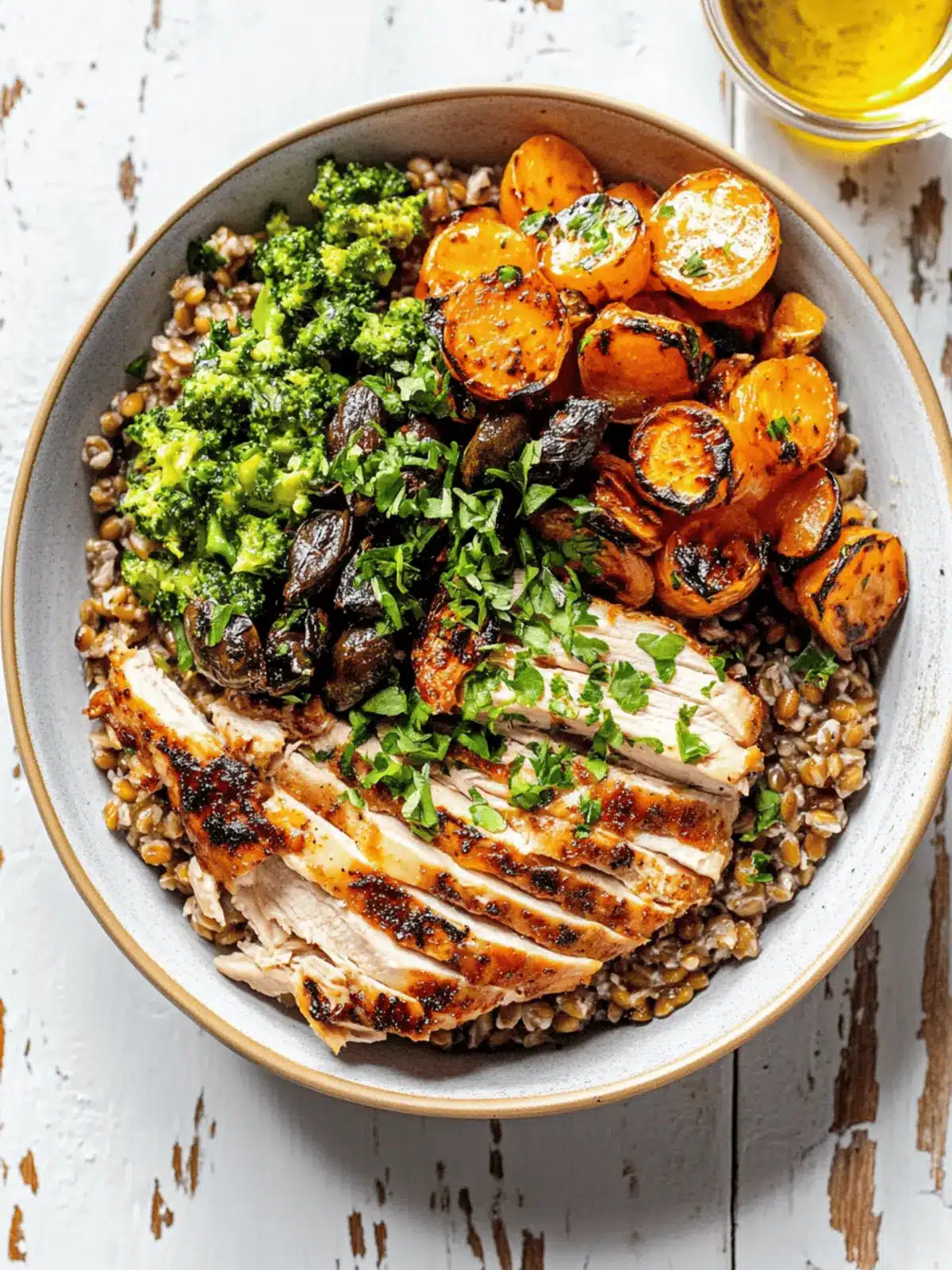 Roasted Chicken Farro Protein Bowls