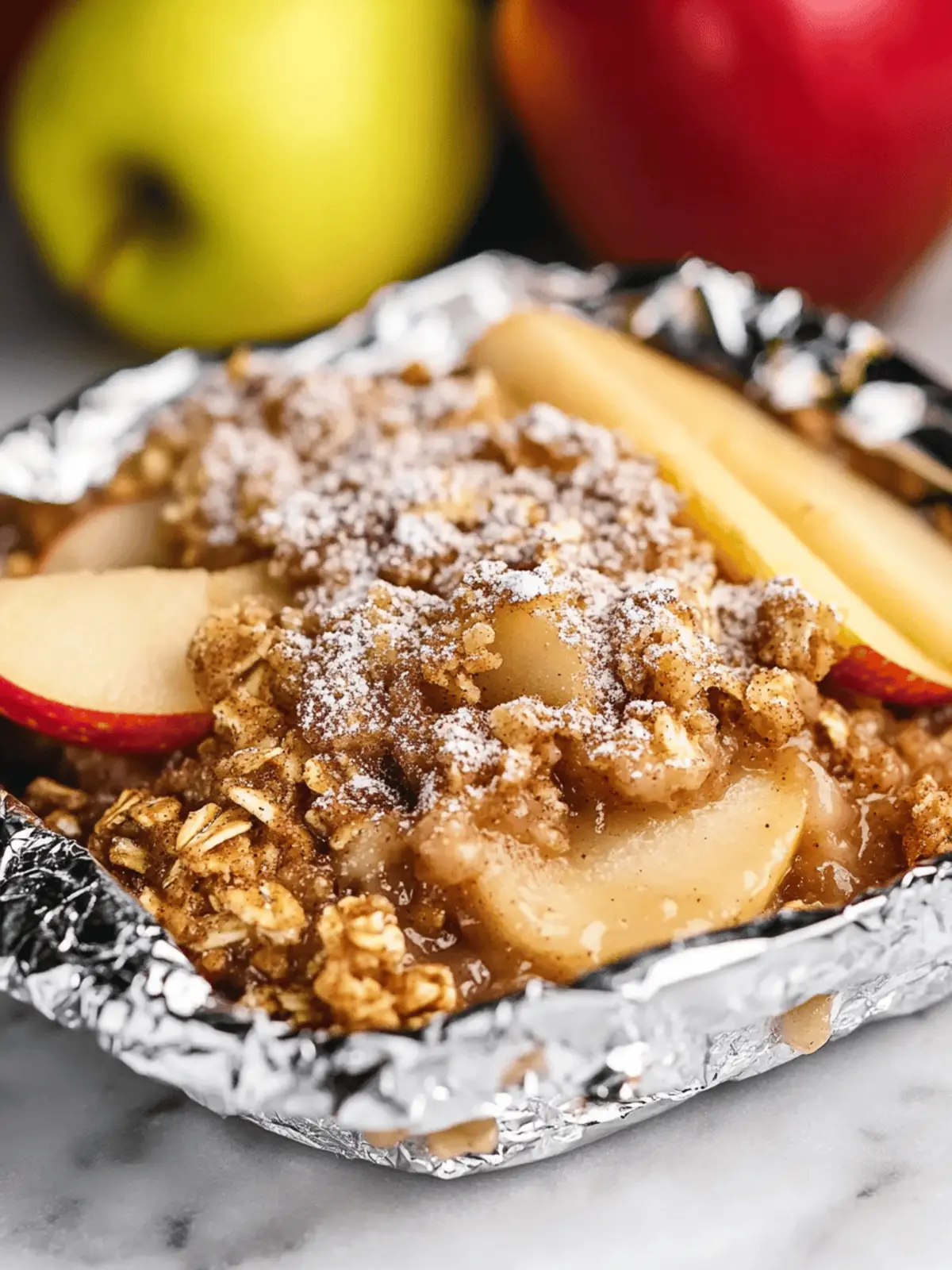 Campfire Apple Crisp in Foil with Cinnamon Oats