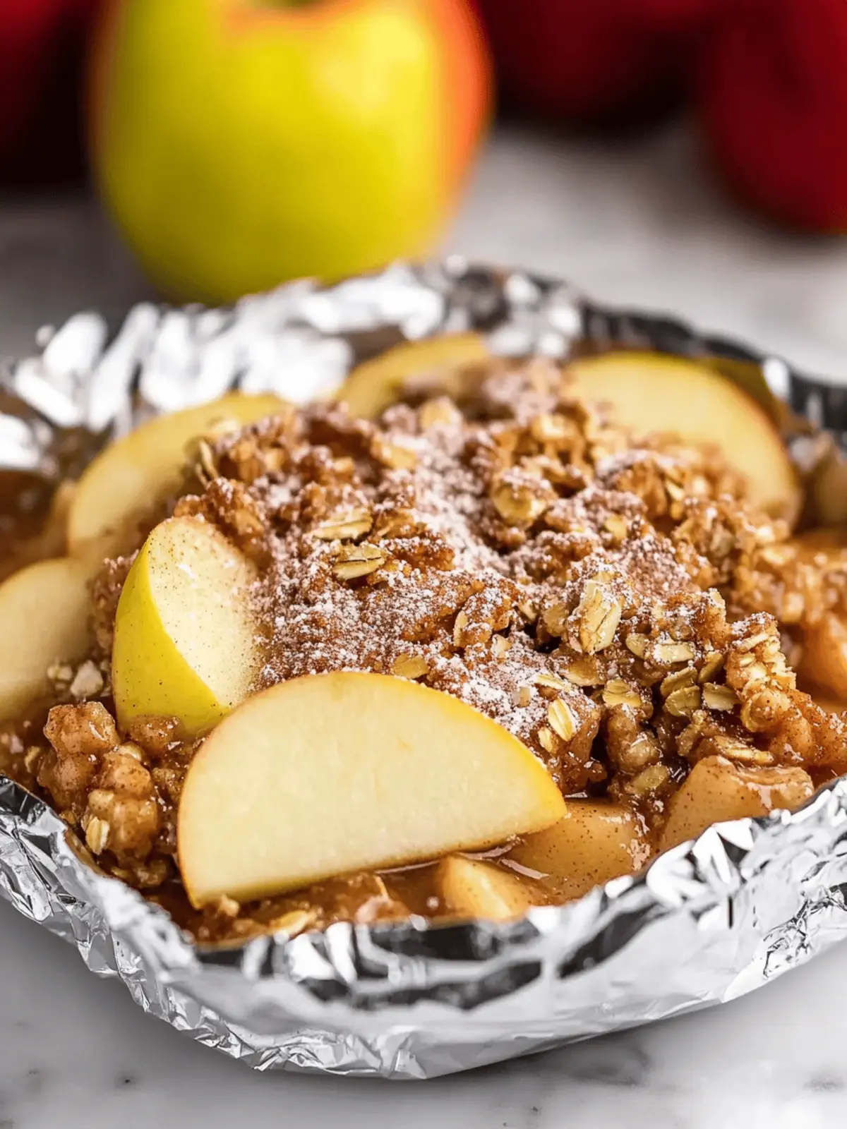 Campfire Apple Crisp in Foil with Cinnamon Oats