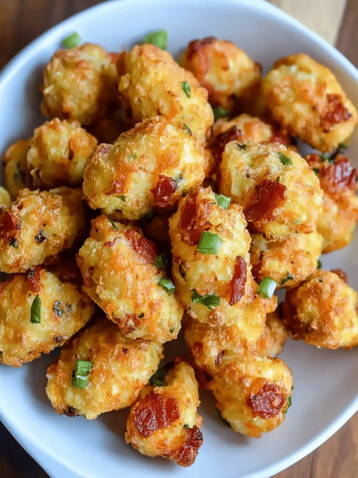 Crispy Bacon Cheddar Cauliflower Tots for Keto Lovers 5 Bacon Cheddar Cauliflower Tots (keto + low carb)