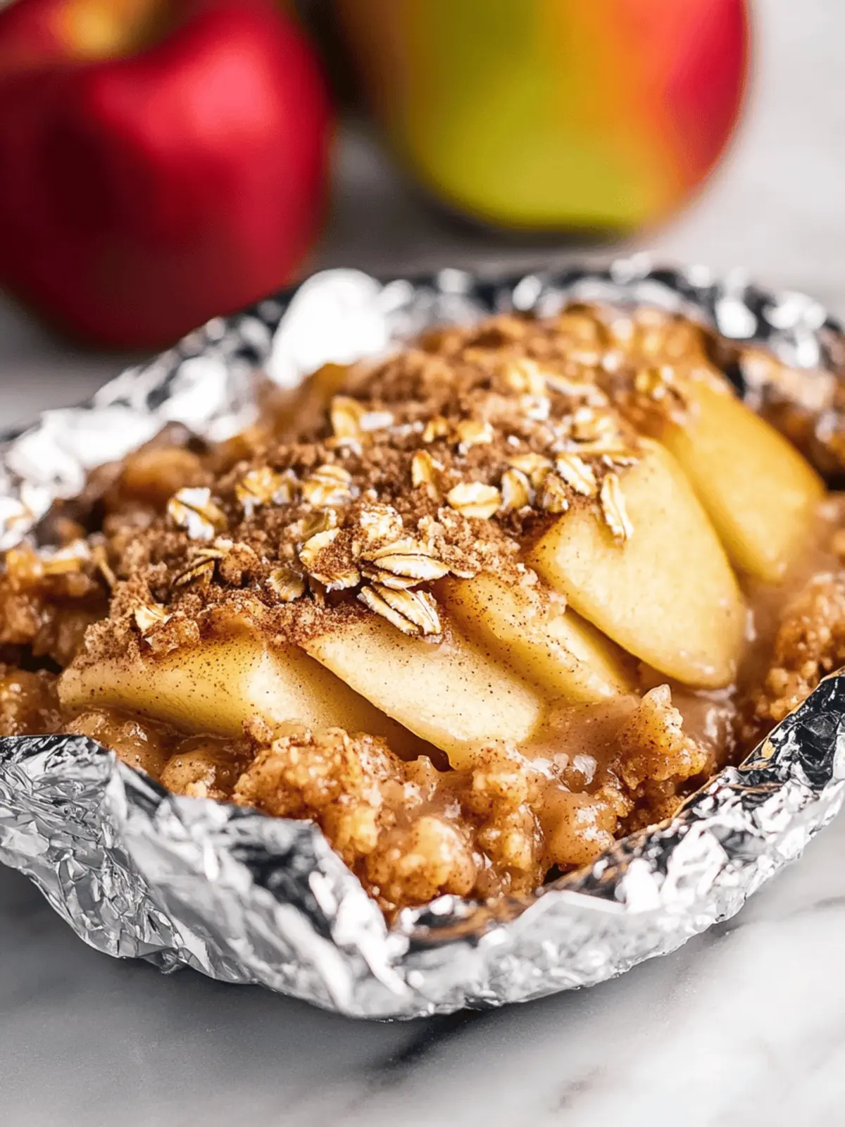 Campfire Apple Crisp in Foil with Cinnamon Oats