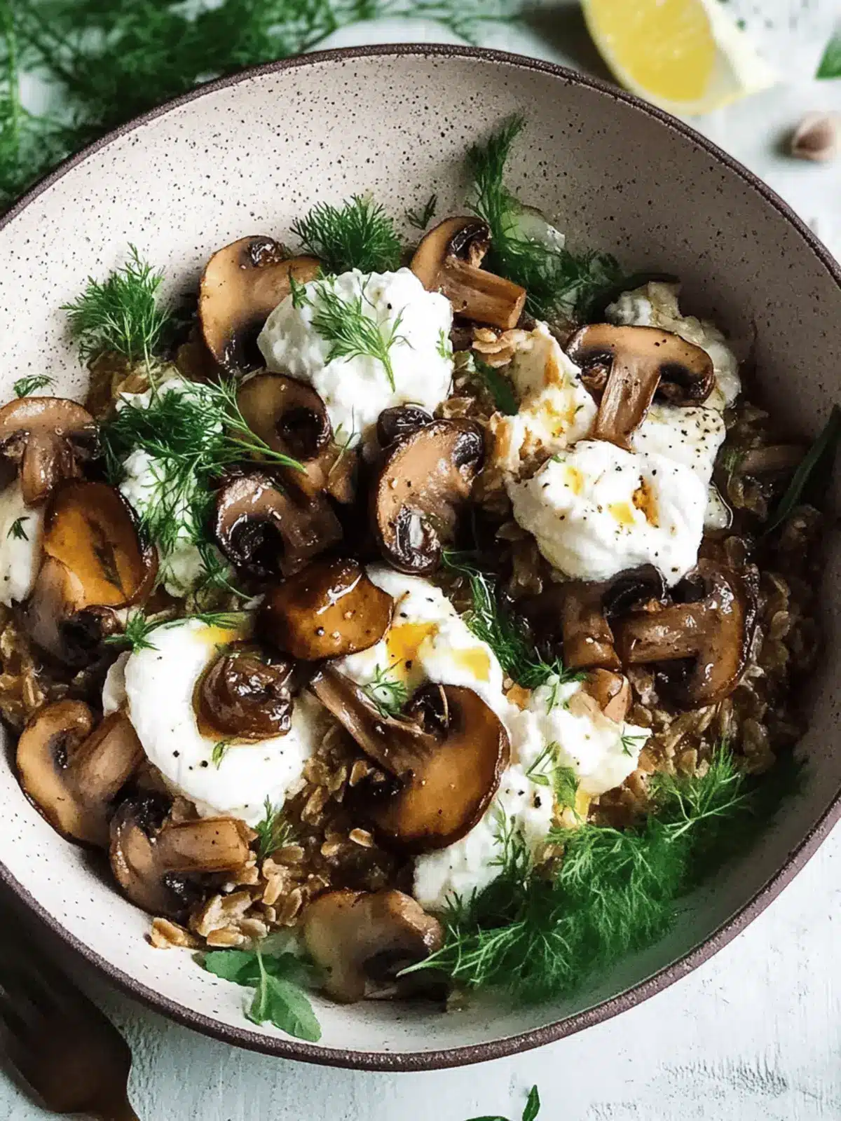 Brown Butter Farro with Mushrooms & Burrata: Comfort in Every Bite 2 Brown Butter Farro with Mushrooms & Burrata