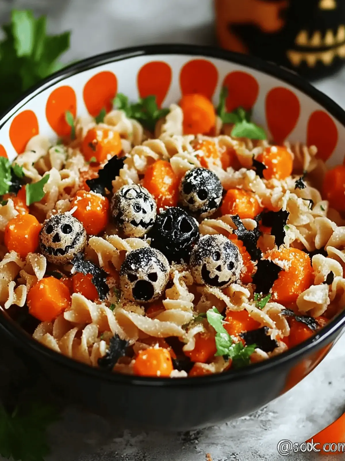 Spooky Halloween Pasta Salad