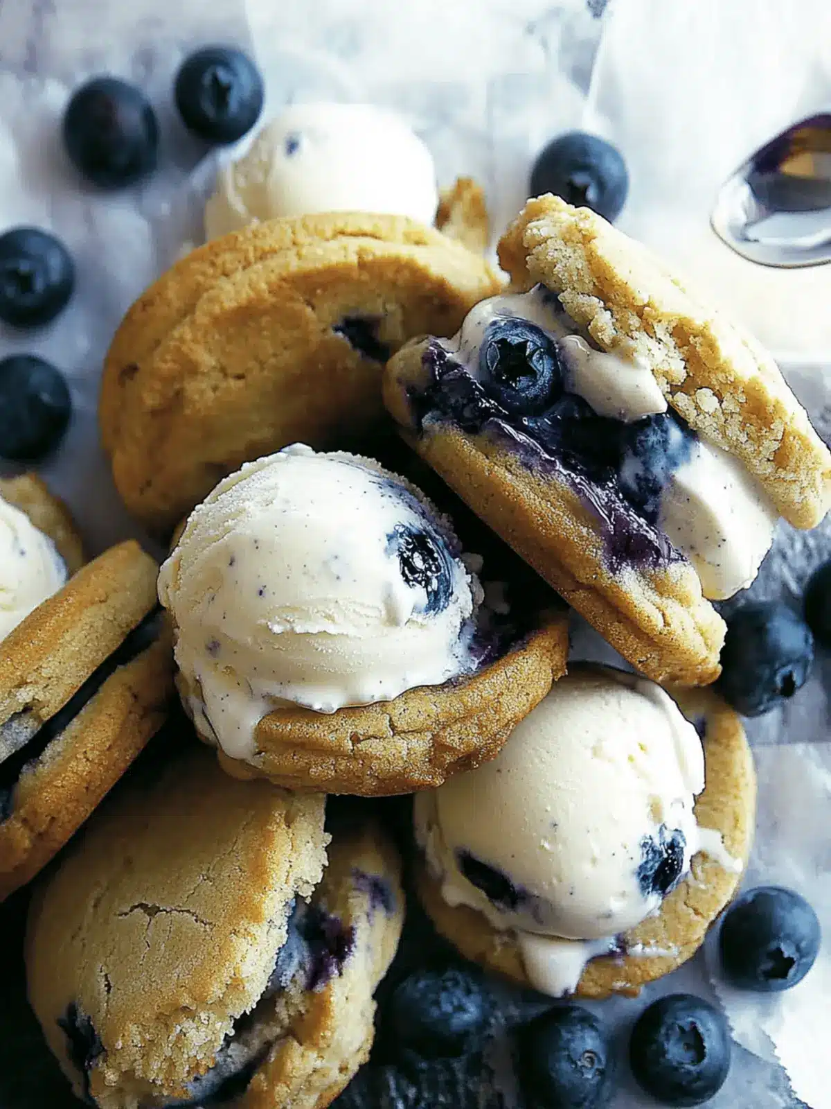 Blueberry & Honey Cornbread Cookie Ice Cream Sandwiches Joy 3 Blueberry & Honey Cornbread Cookie Ice Cream Sandwiches