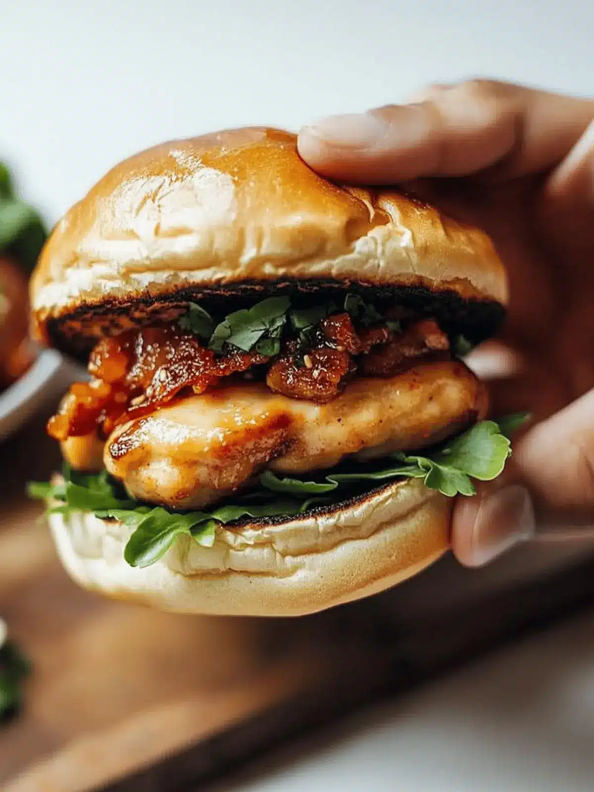 Gochujang Chicken Burgers with Kimchi Bacon Jam