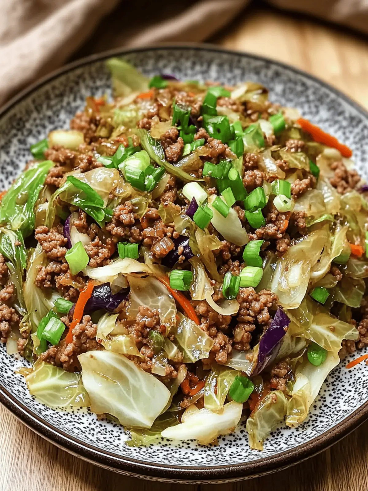 Low-Carb Mongolian Ground Beef and Cabbage