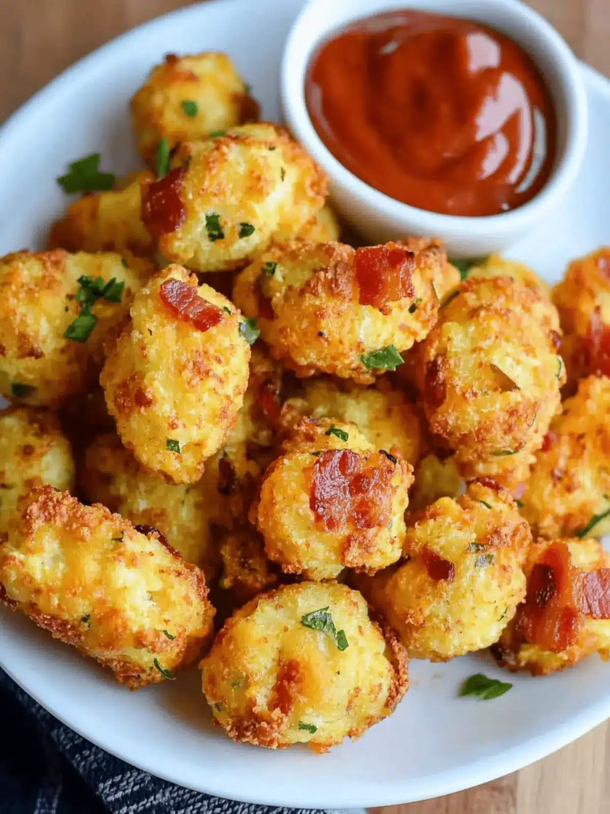 Crispy Bacon Cheddar Cauliflower Tots for Keto Lovers 4 Bacon Cheddar Cauliflower Tots (keto + low carb)