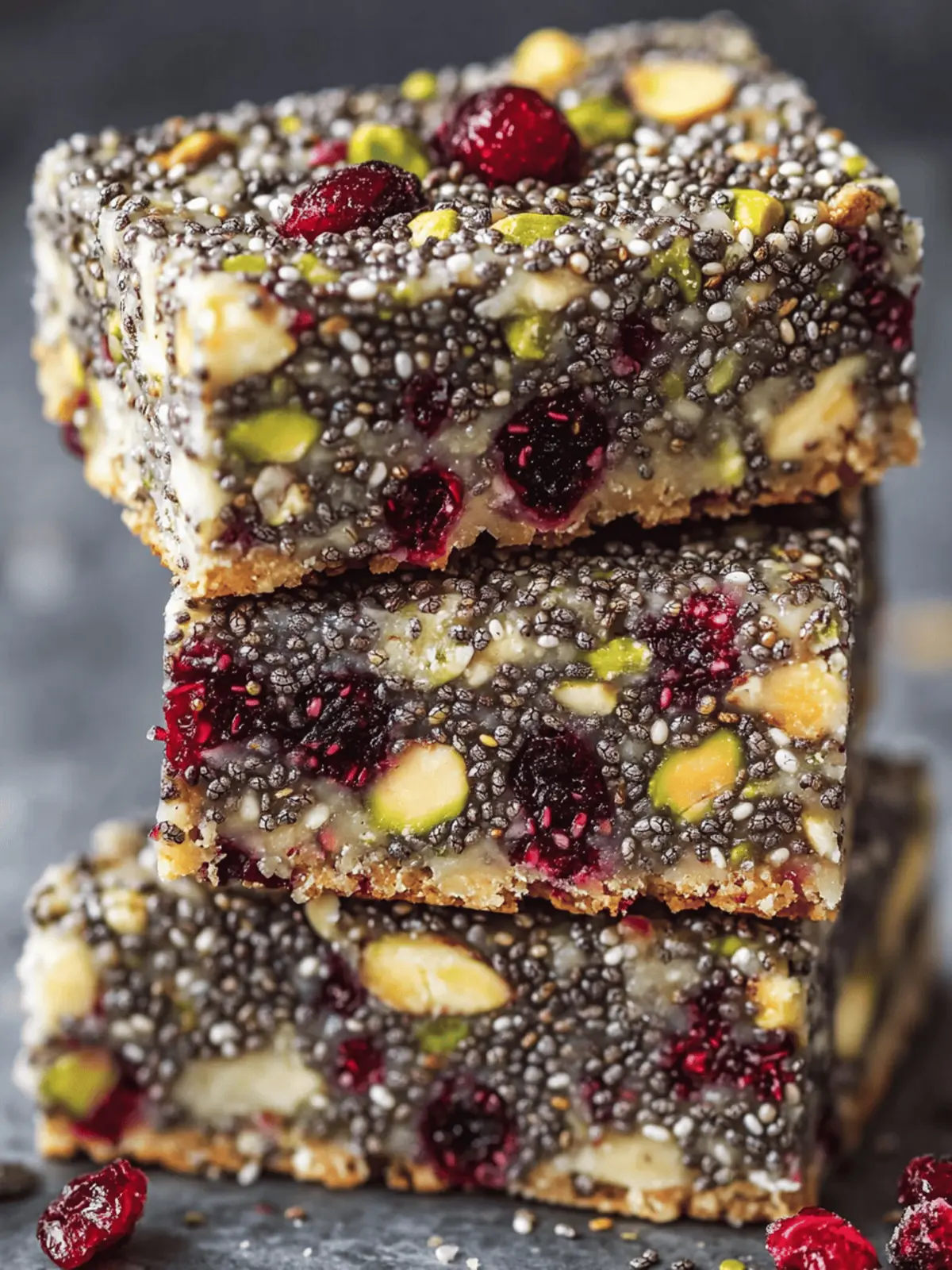 Pistachio Cranberry Chia Bars