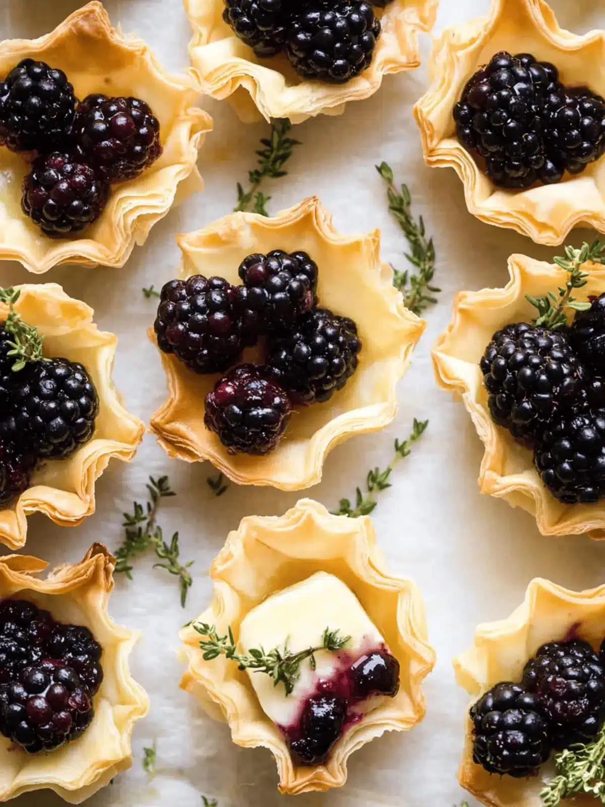 Brie Phyllo Cups with Blackberry and Thyme