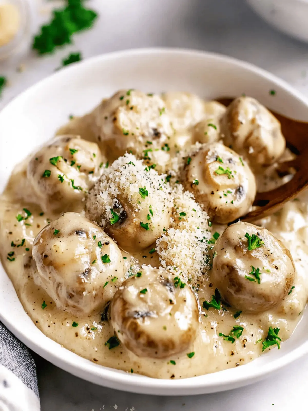 Irresistible Garlic Mushrooms in Parmesan Cheese Sauce 5 Garlic Mushrooms in Parmesan Cheese