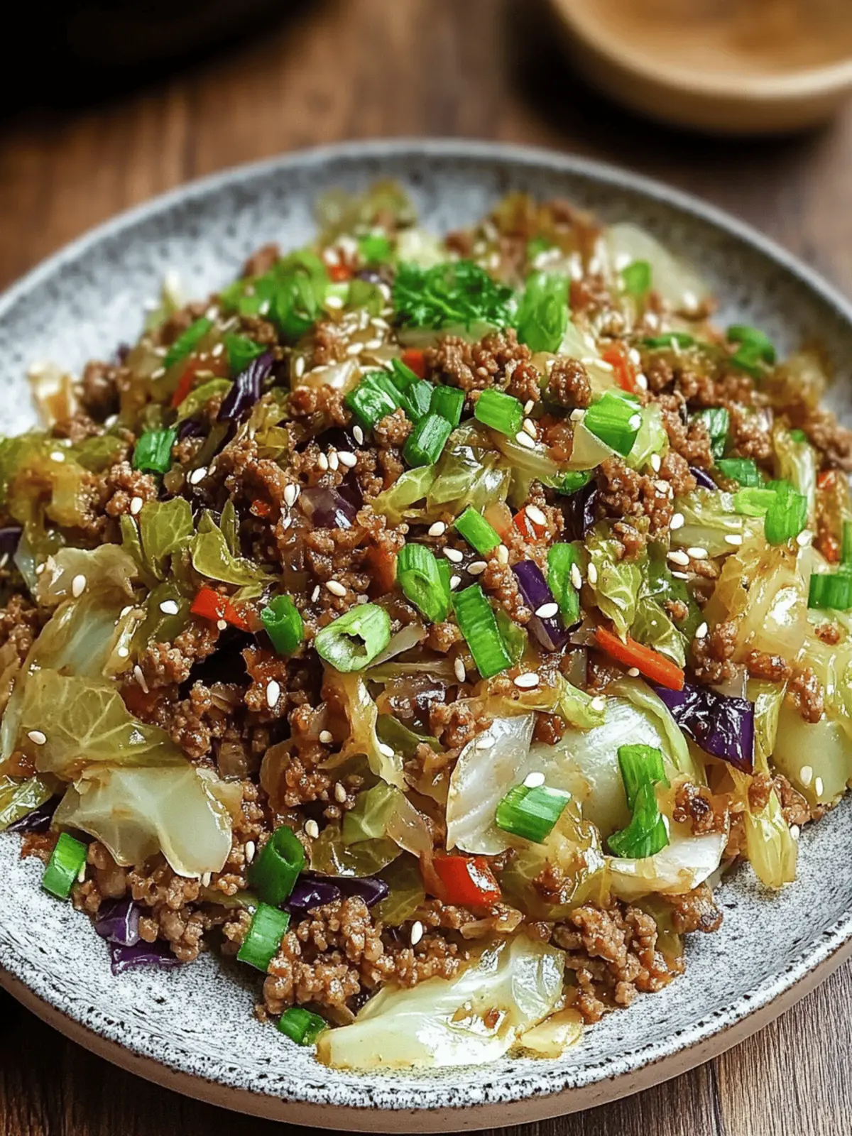 Low-Carb Mongolian Ground Beef and Cabbage