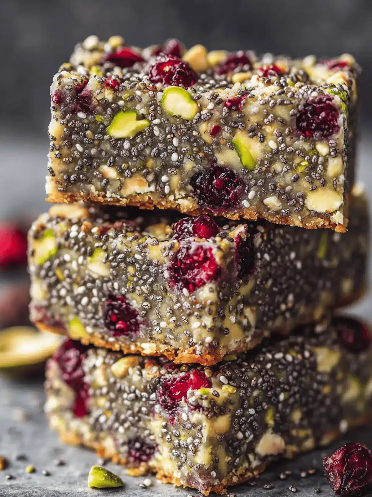 Pistachio Cranberry Chia Bars