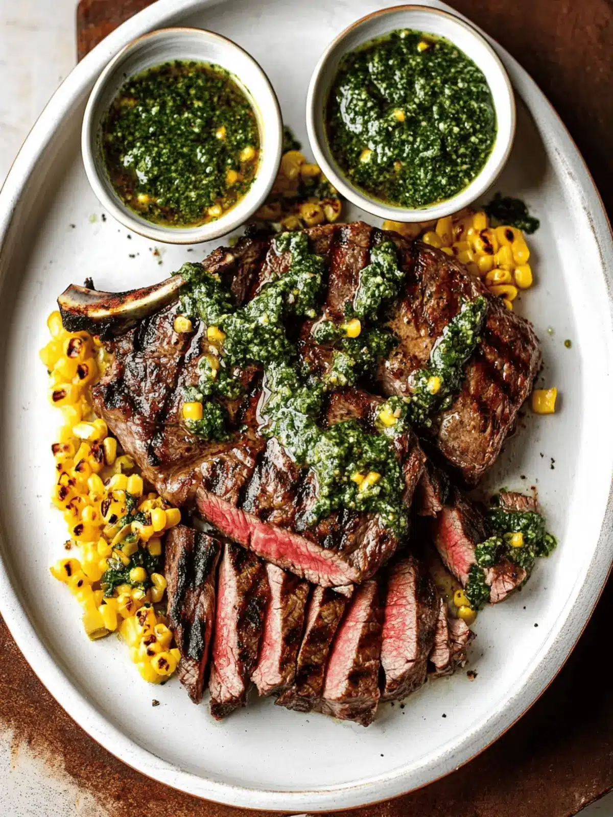 Grilled Ribeye with Chimichurri Sauce