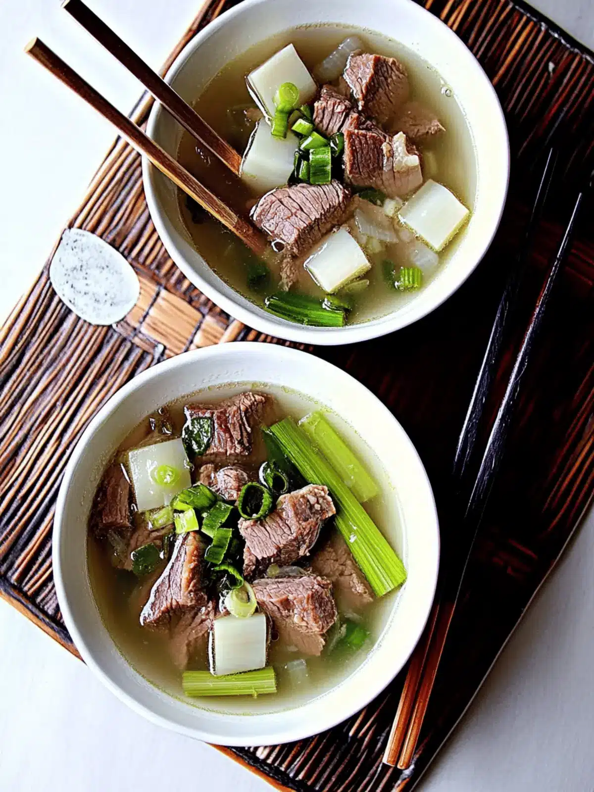 Beef Brisket with Daikon and Leek in Clear Broth