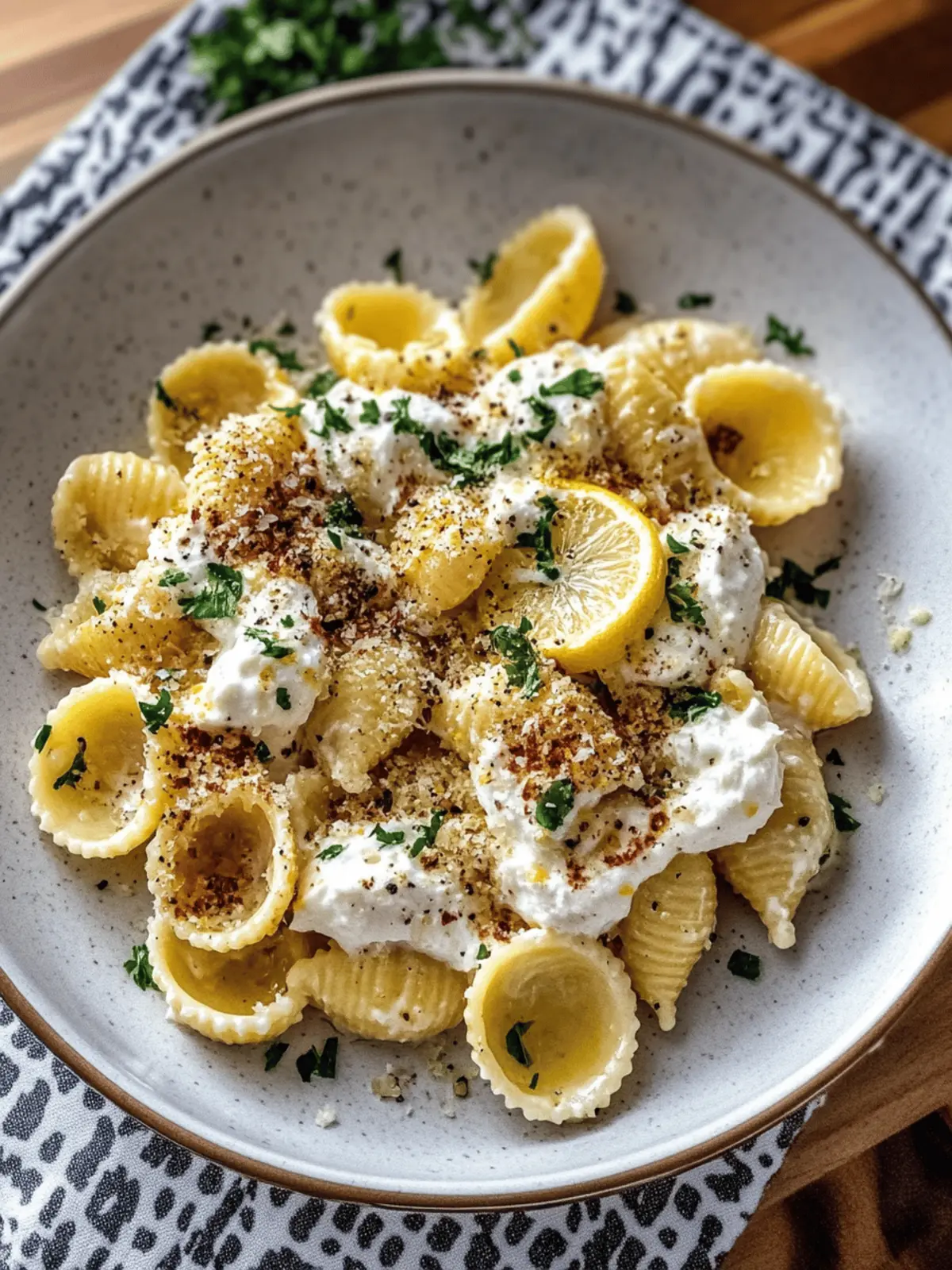 Burrata Pasta Shells with Roasted Garlic & Lemon Cream