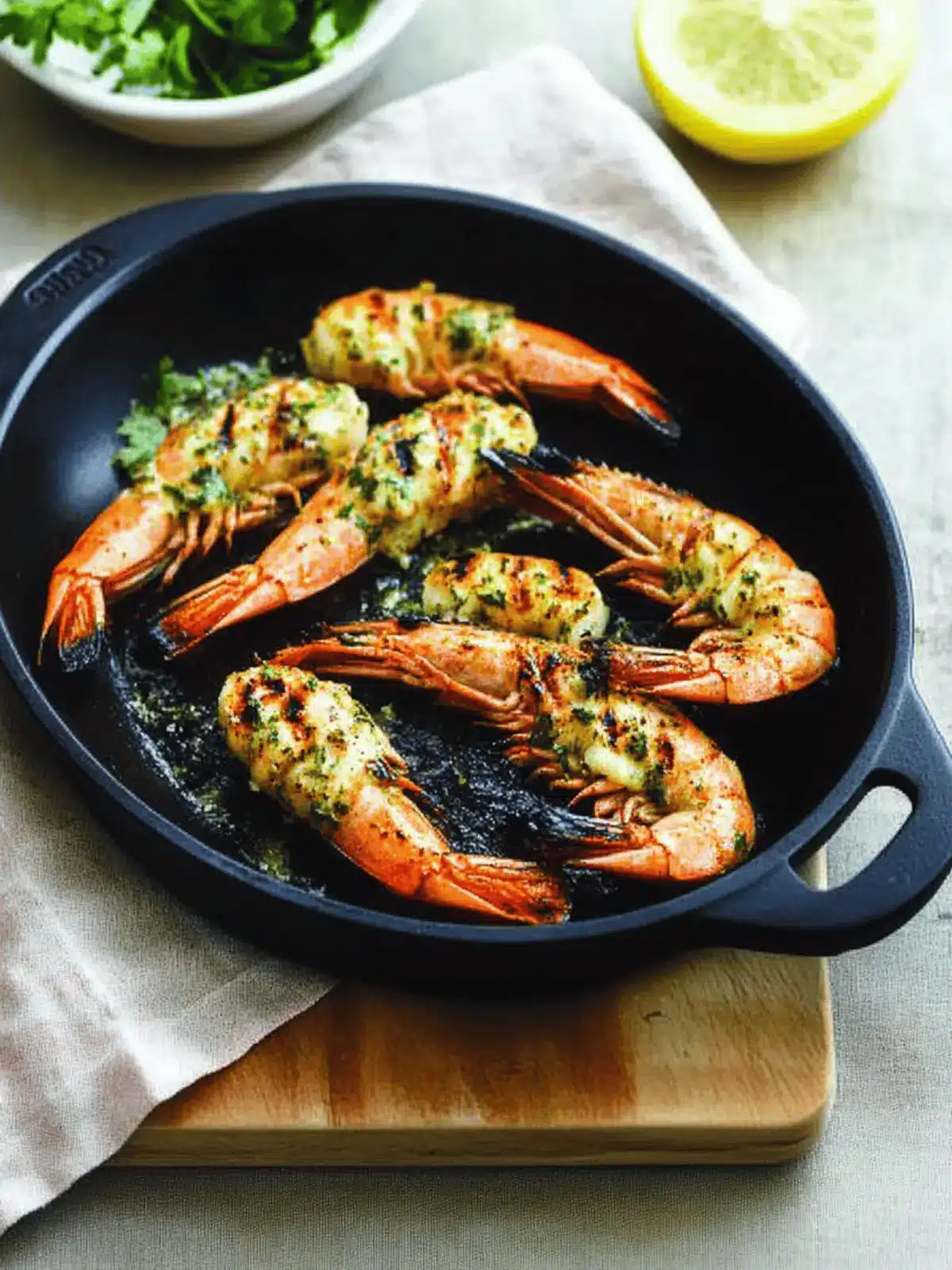 Chargrilled King Prawns With Garlic Butter