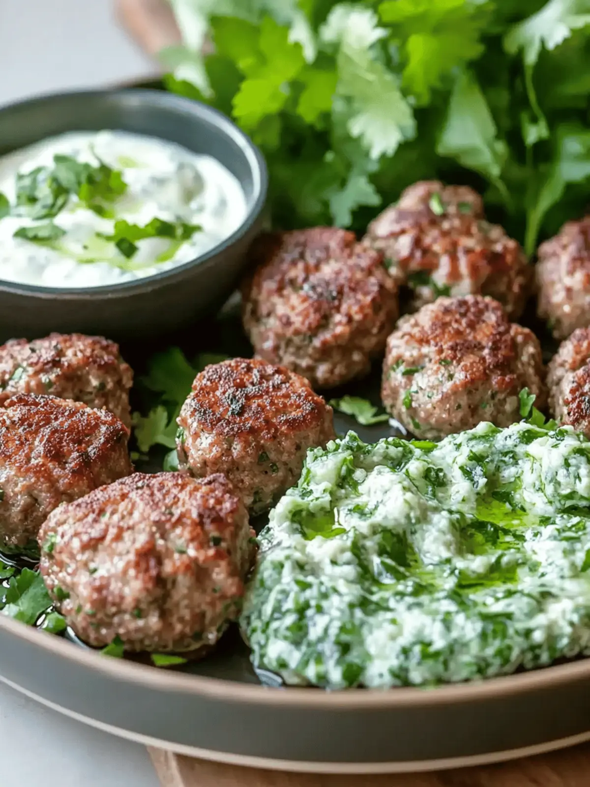 Spicy Lamb Meatballs With Green Dip
