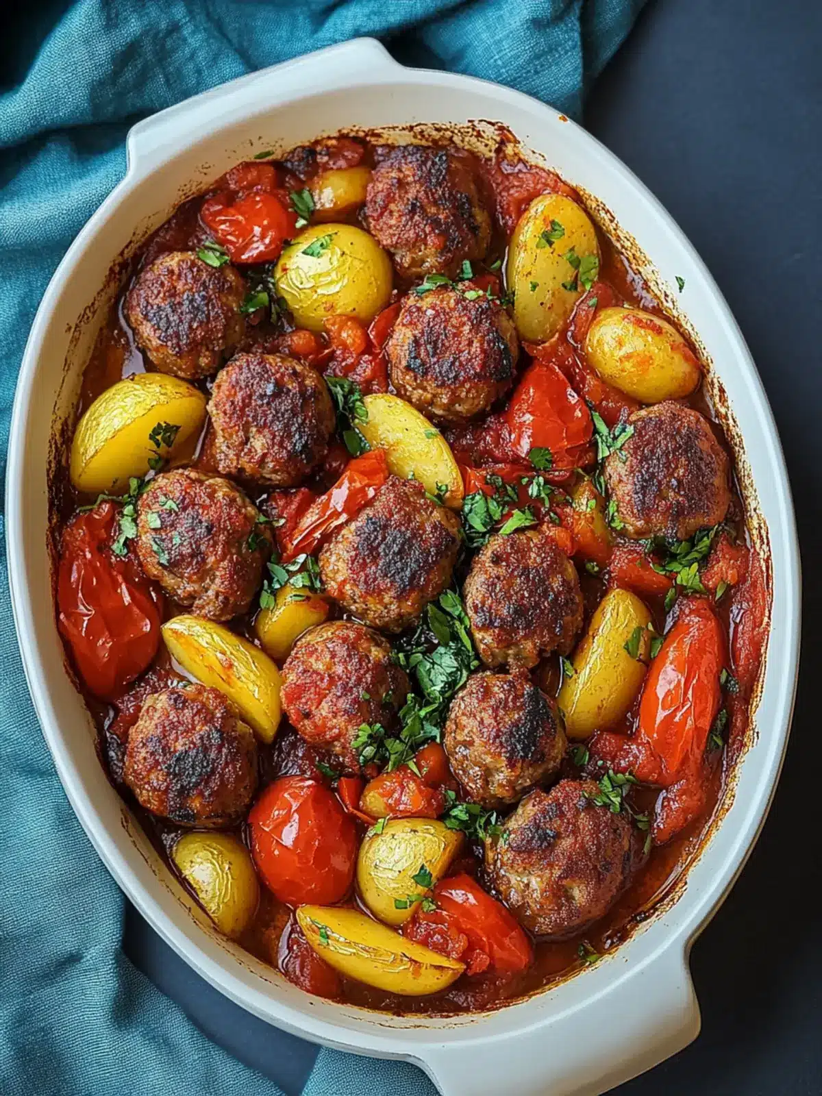 Turkish Izmir-Style Baked Meatballs with Potatoes and Tomatoes Bliss 4 Turkish Izmir-Style Baked Meatballs with Potatoes and Tomatoes