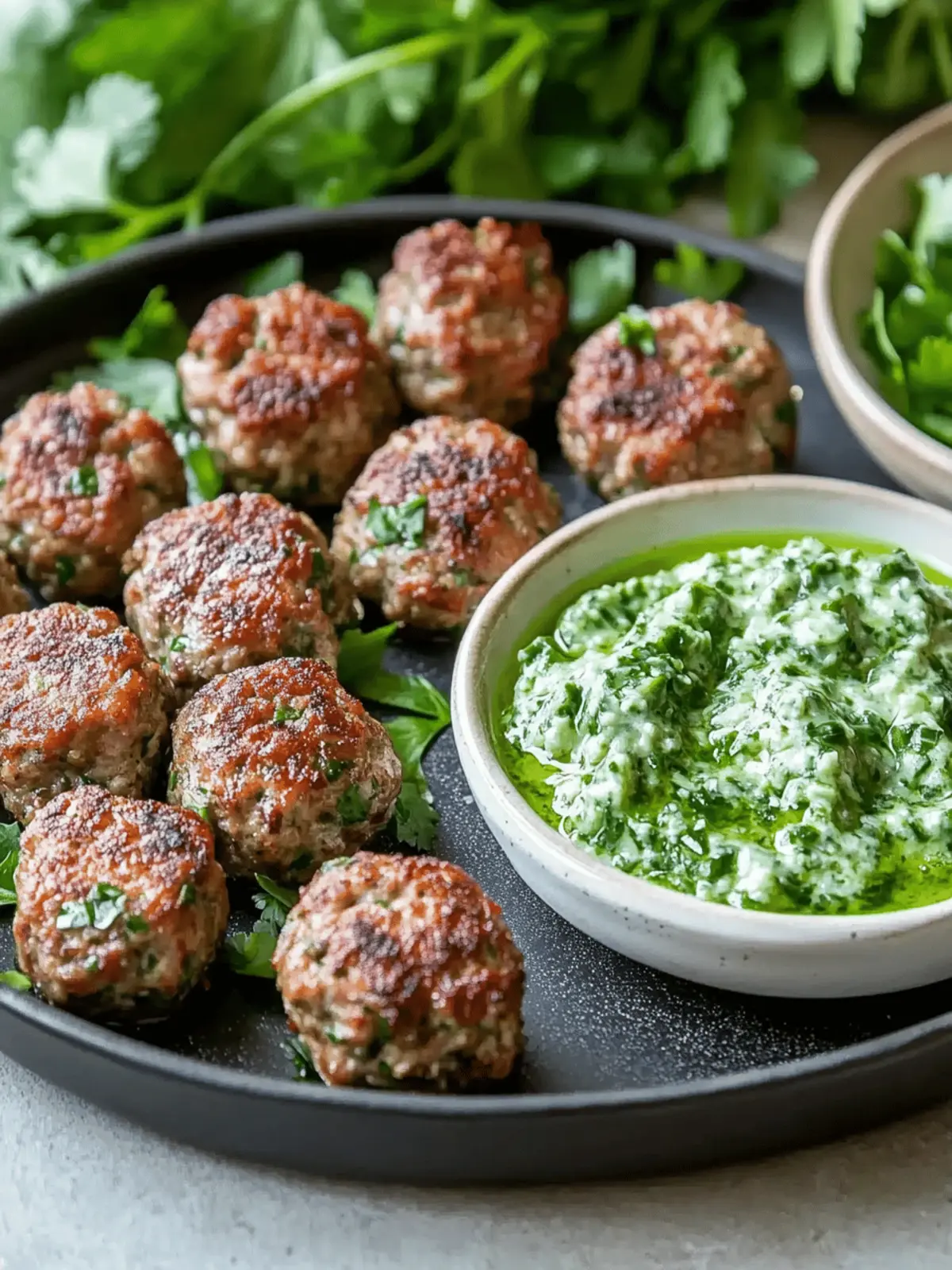 Spicy Lamb Meatballs With Green Dip