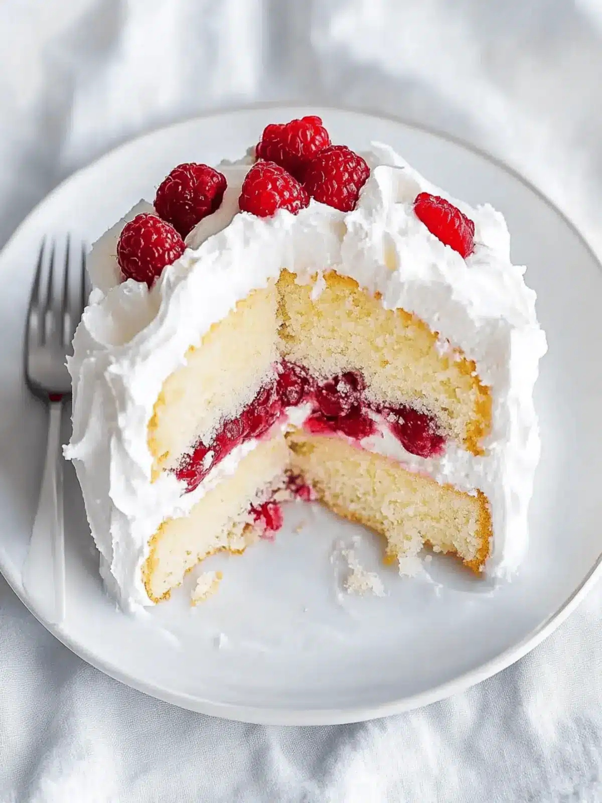 Homemade Raspberry And Cream Angel Food Cake
