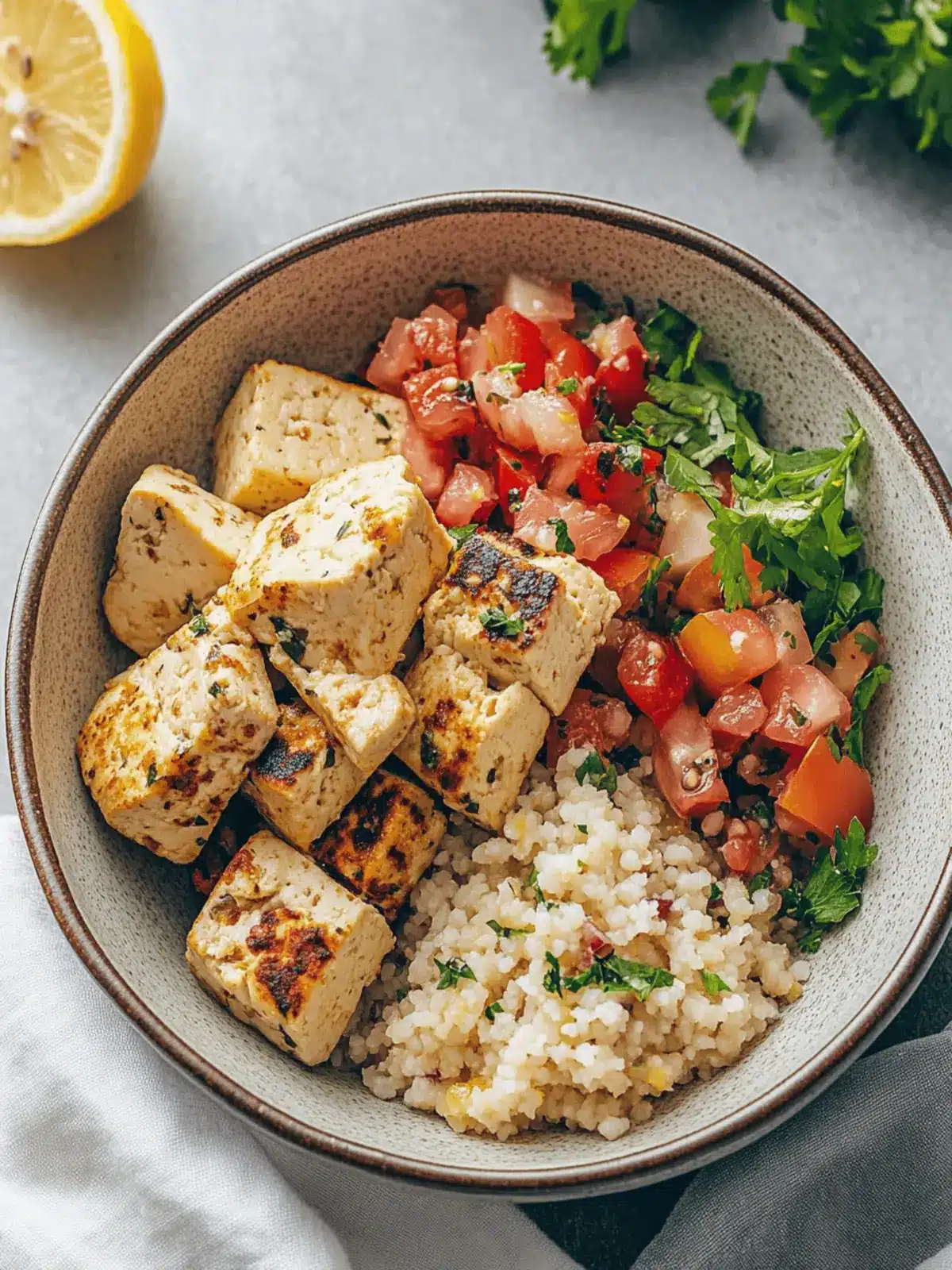 Mediterranean Herbed Lemon Tofu and Couscous Bowl Bliss 2 Mediterranean Herbed Lemon Tofu and Couscous Bowl