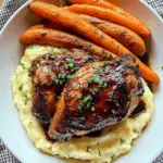 Sweet Honey Balsamic Chicken Thighs with Creamy Goat Cheese Potatoes 8 Honey Balsamic Chicken Thighs with Goat Cheese Mashed Potatoes and Roasted Carrots