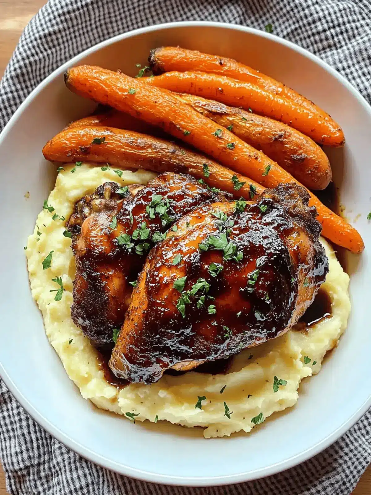 Sweet Honey Balsamic Chicken Thighs with Creamy Goat Cheese Potatoes 5 Honey Balsamic Chicken Thighs with Goat Cheese Mashed Potatoes and Roasted Carrots