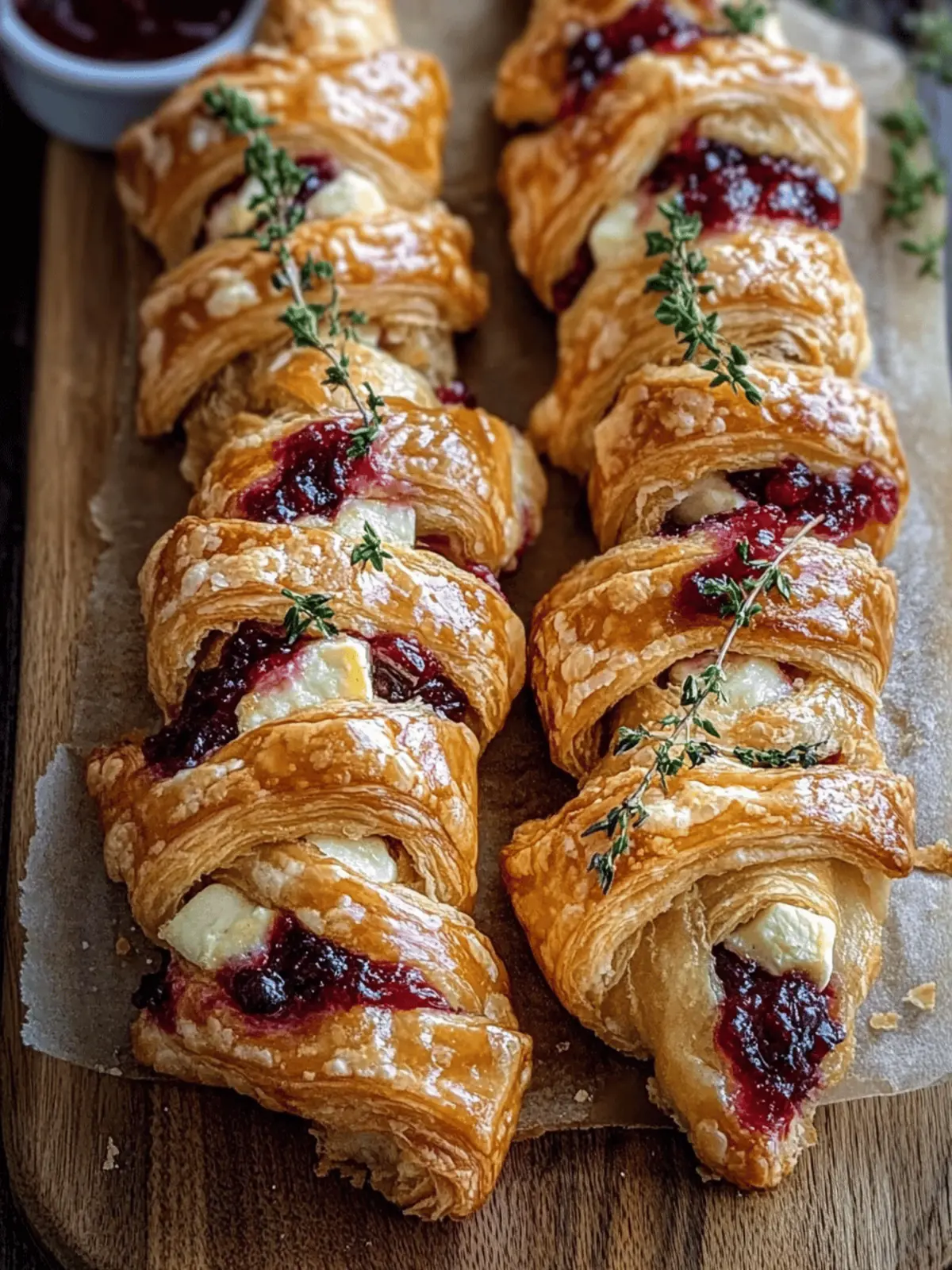 Cranberry Brie & Thyme Puff Pastry Twists for Ultimate Snacking 3 Cranberry Brie & Thyme Puff Pastry Twists