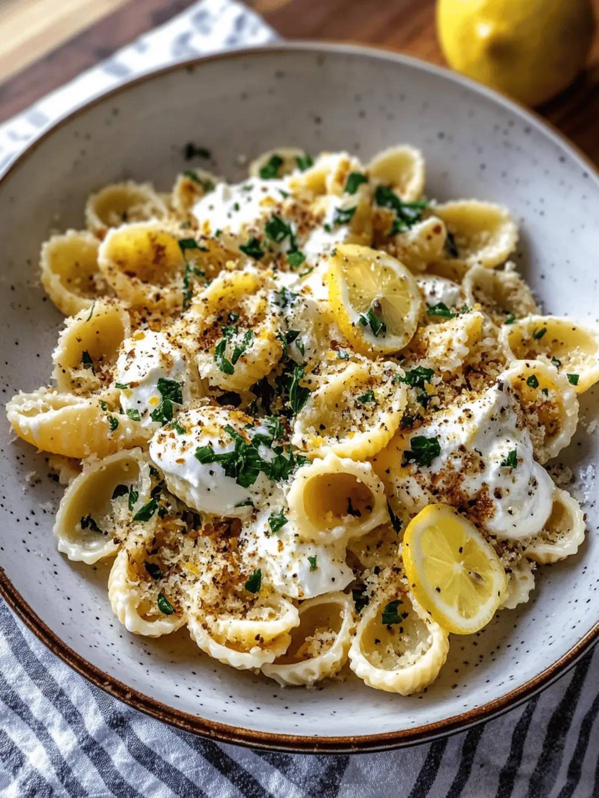 Burrata Pasta Shells with Roasted Garlic & Lemon Cream