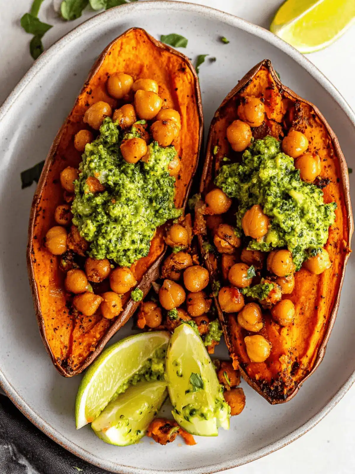 Baked Sweet Potatoes w/ Chickpeas & Broccoli Pesto Bliss 5 Baked Sweet Potatoes w/ Chickpeas & Broccoli Pesto